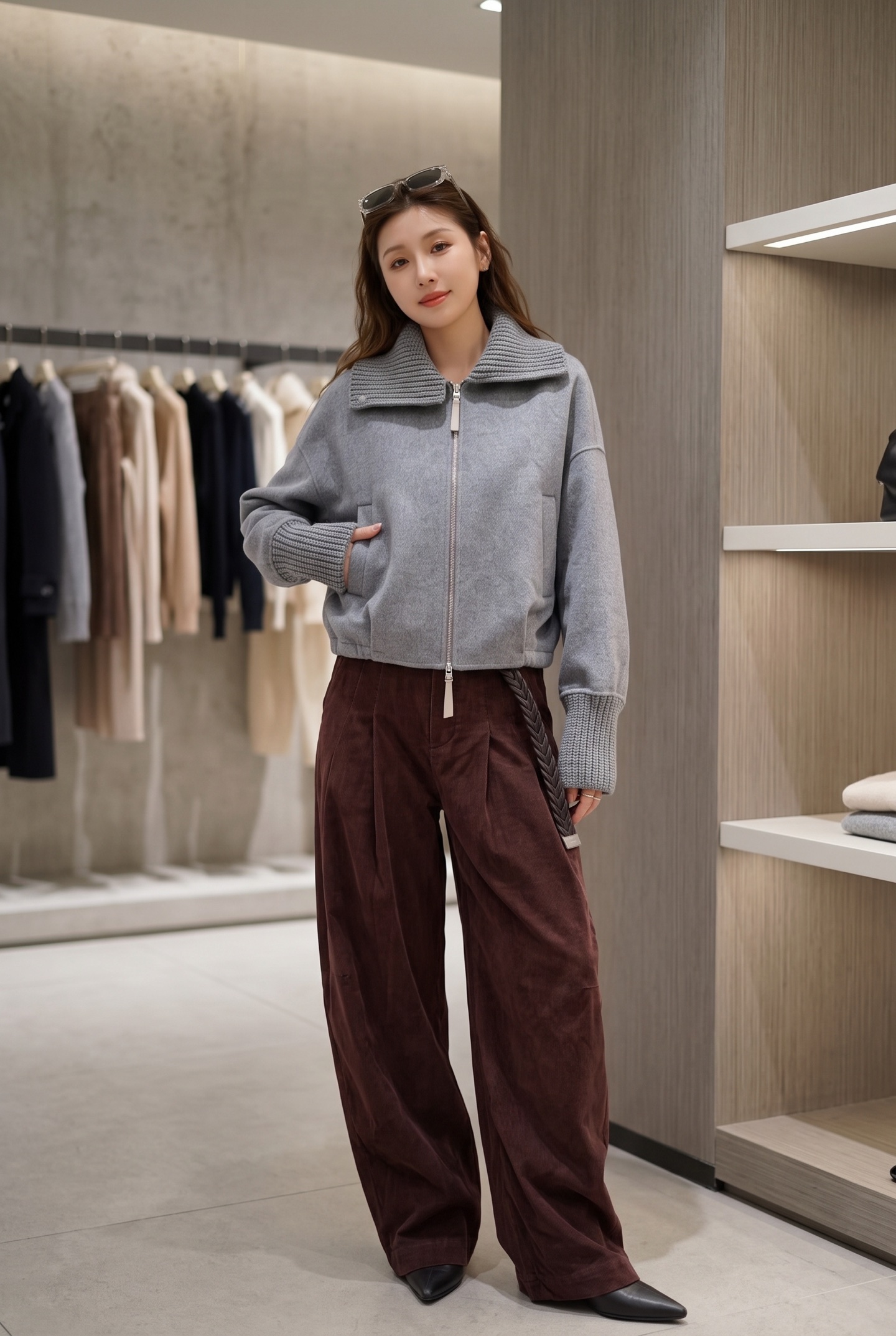 Brun 26fw woolen zipper jacket