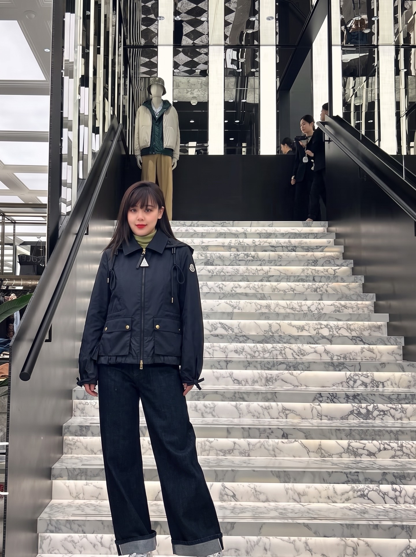 Monc 26fw drawstring hooded jacket