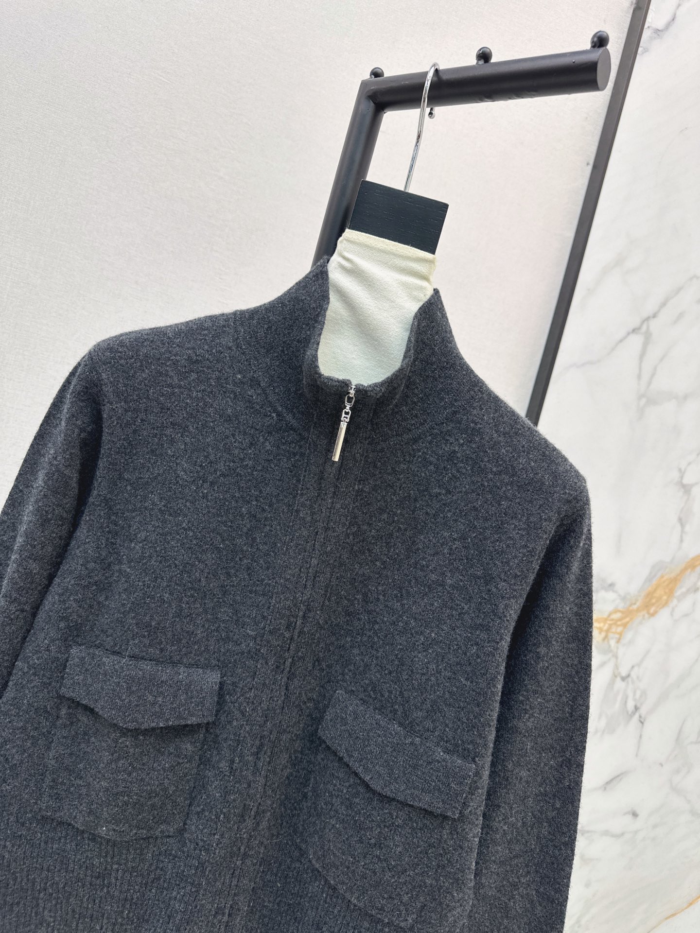 Brun 26fw stand collar knit cardigan
