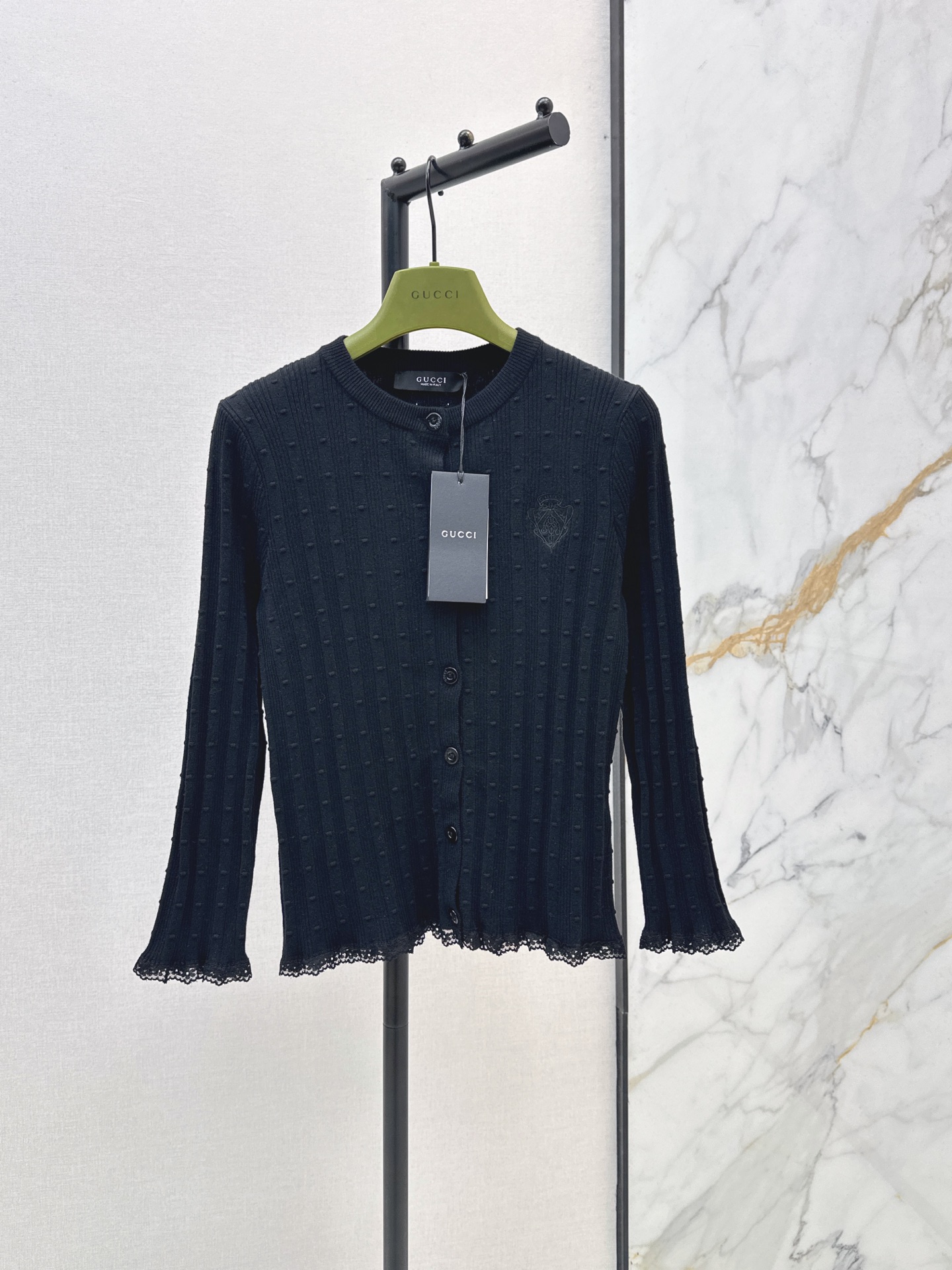 Guc 26fw lace trim knit cardigan