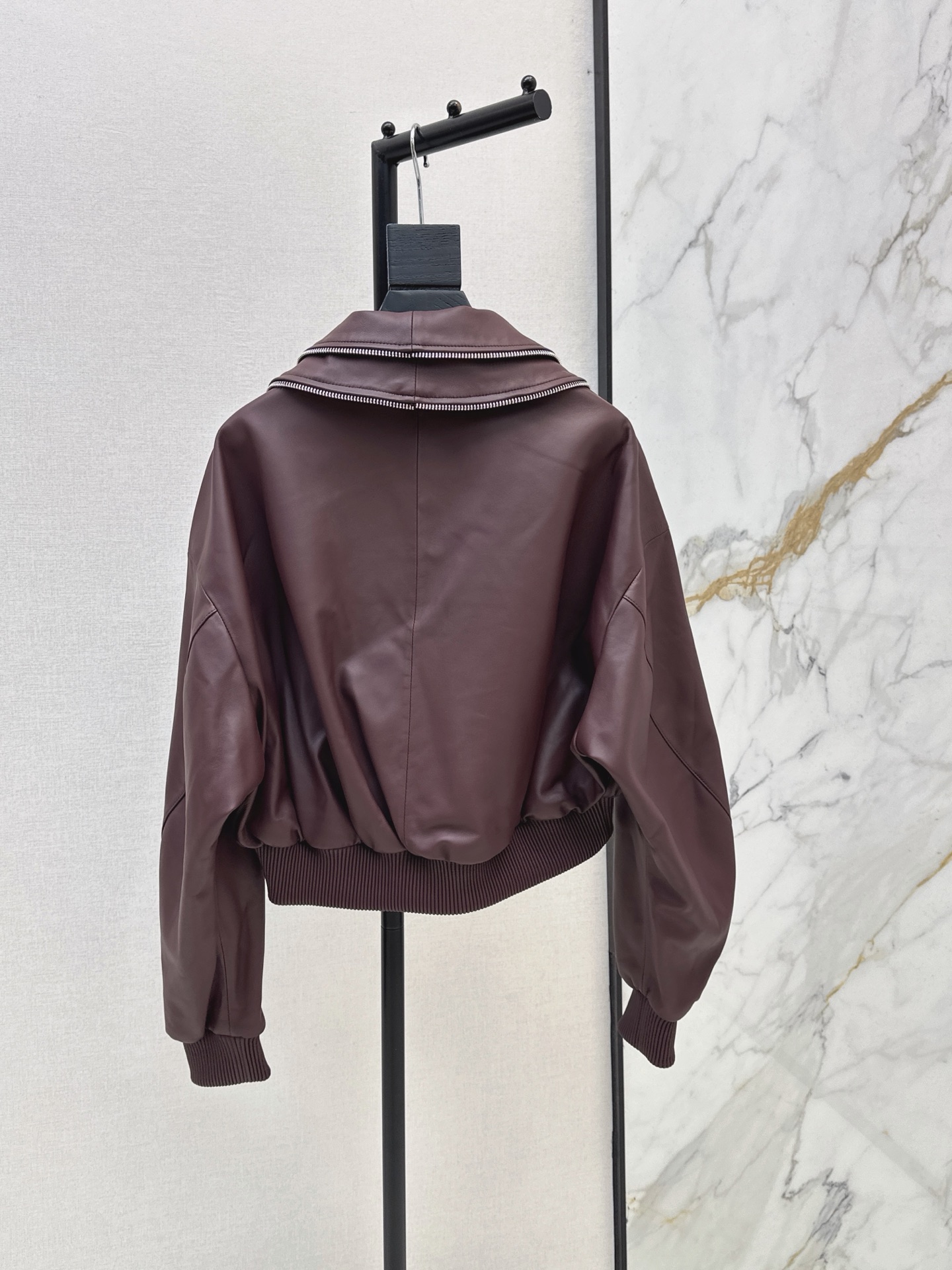 Giv 26fw leather zipper jacket