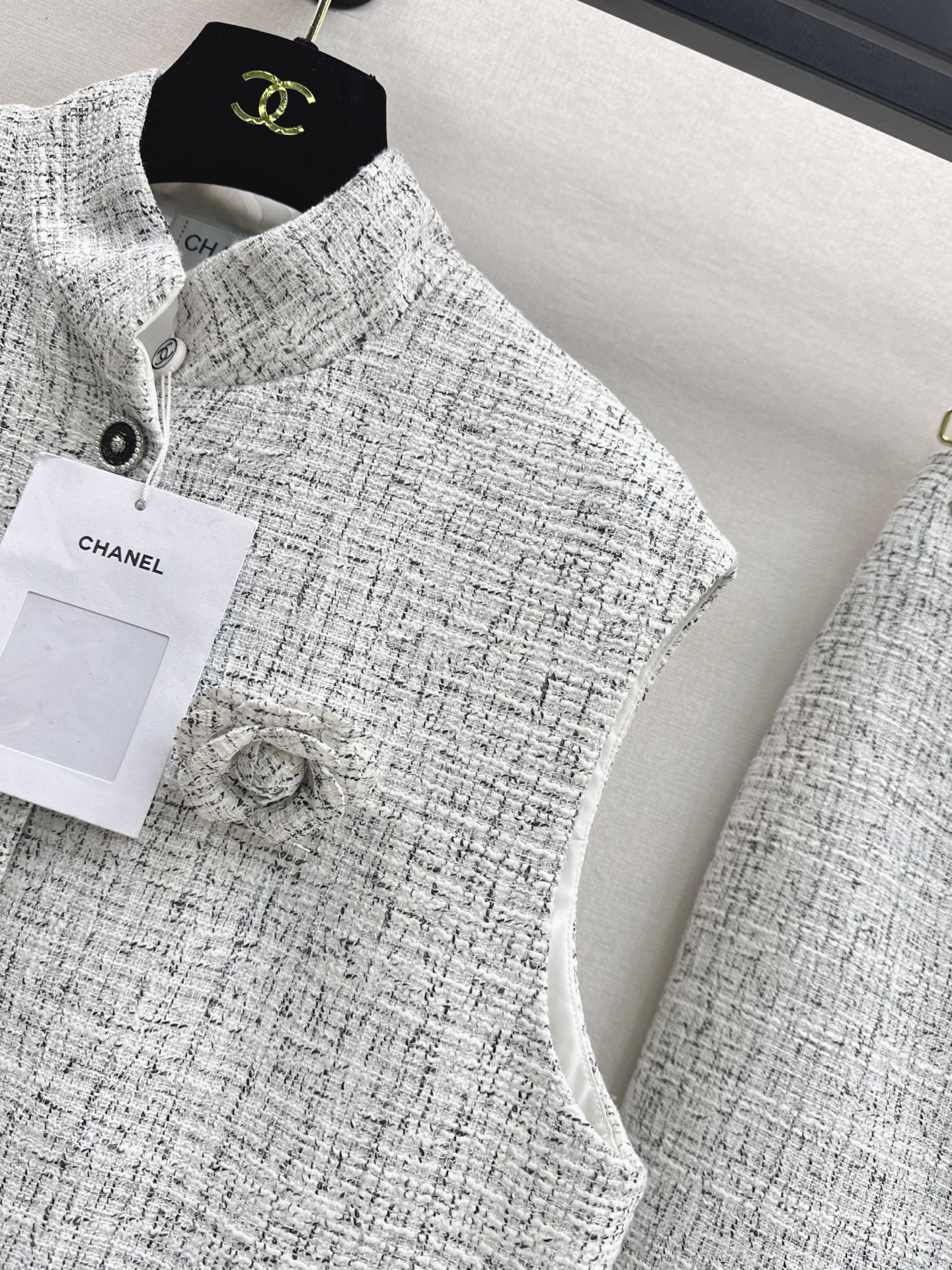 Chan 26ss woven vest skirt sets