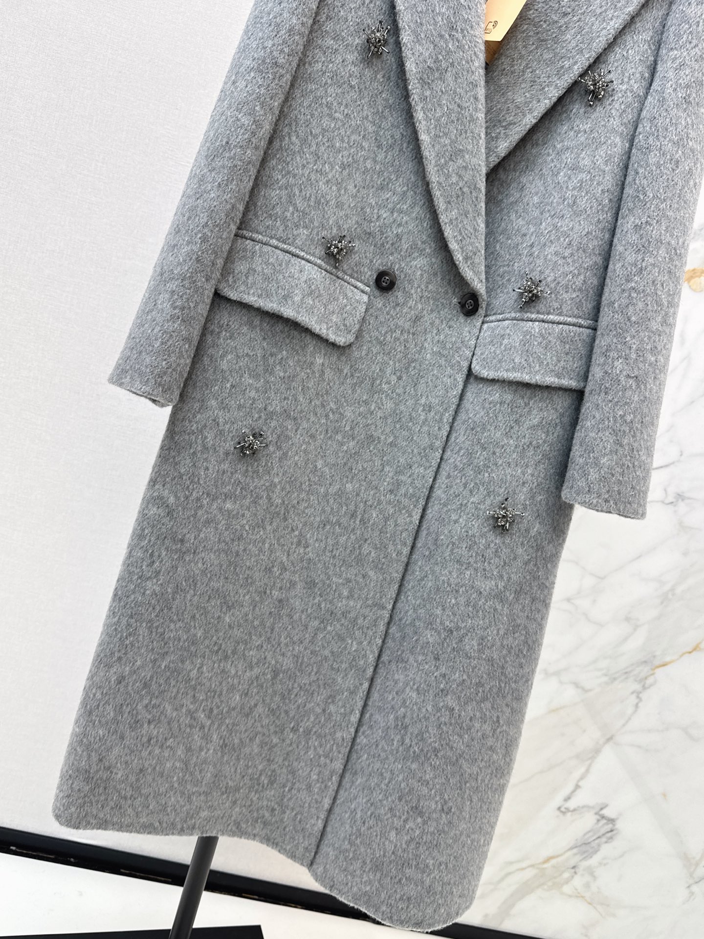 Miu 26fw rhinestone woolen overcoast