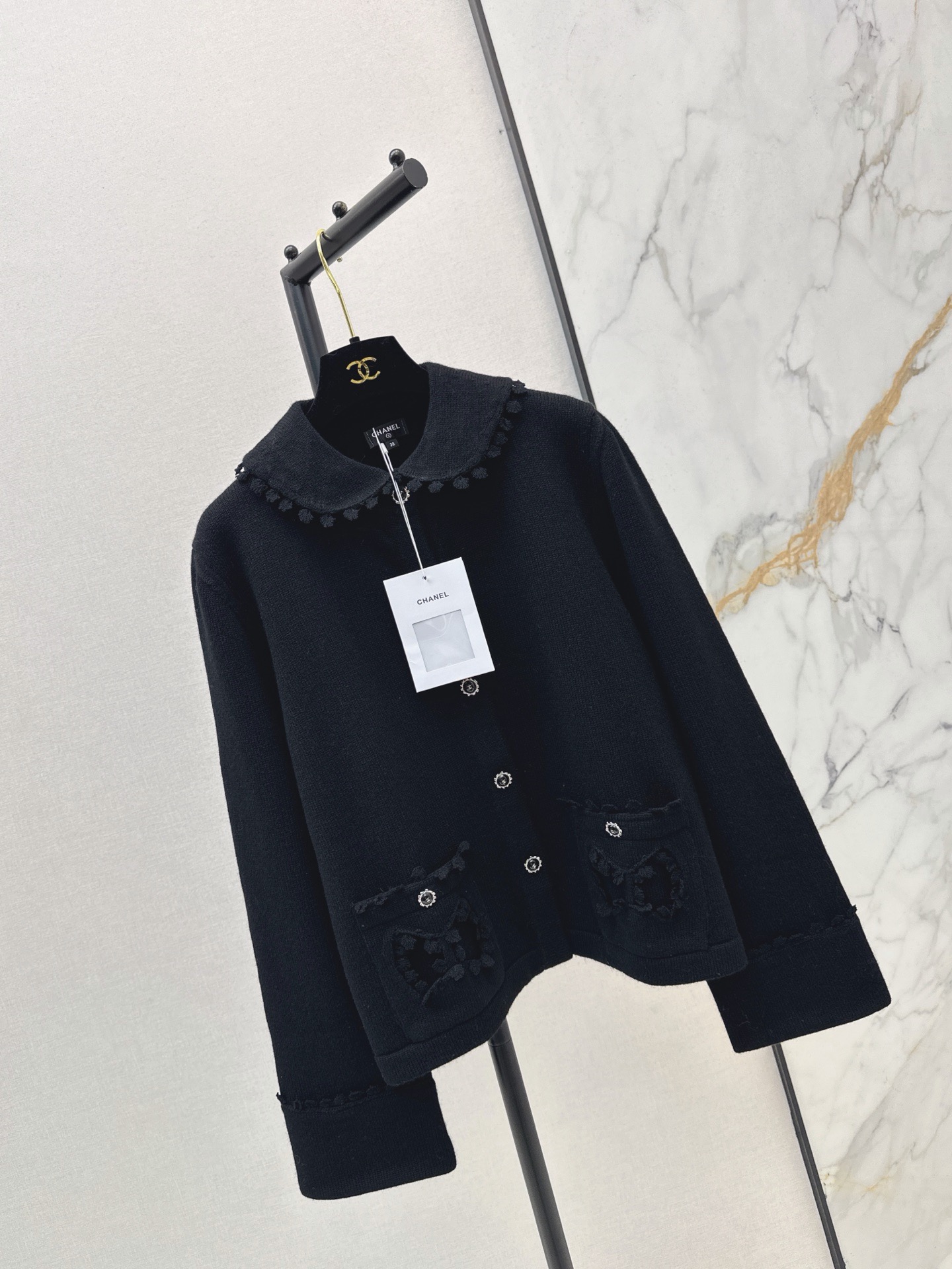 Chan 26fw lace-trim cardigan