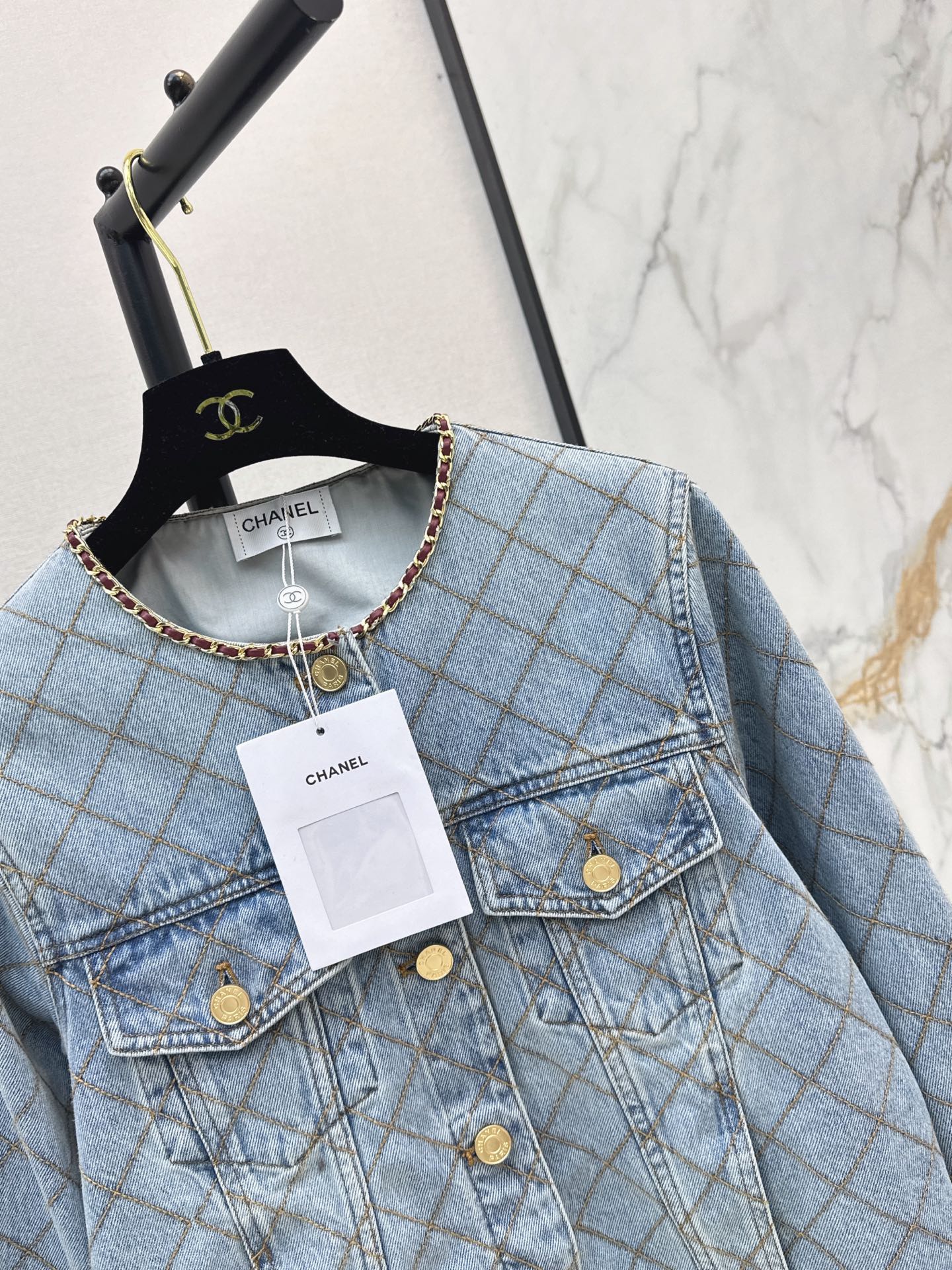Chan 26fw diamond pattern denim jacket