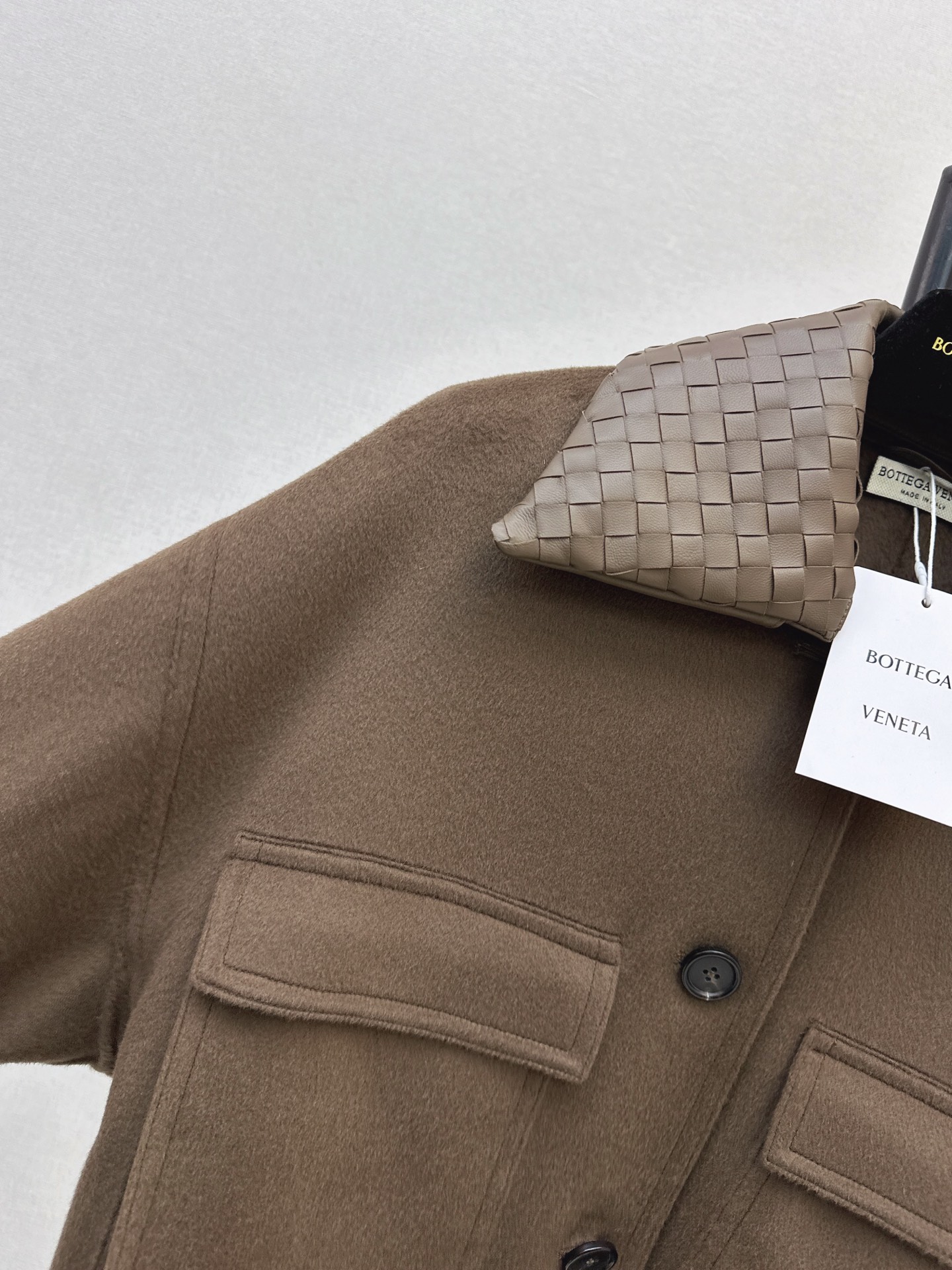 Bott 26fw leather woven neck cropped jacket