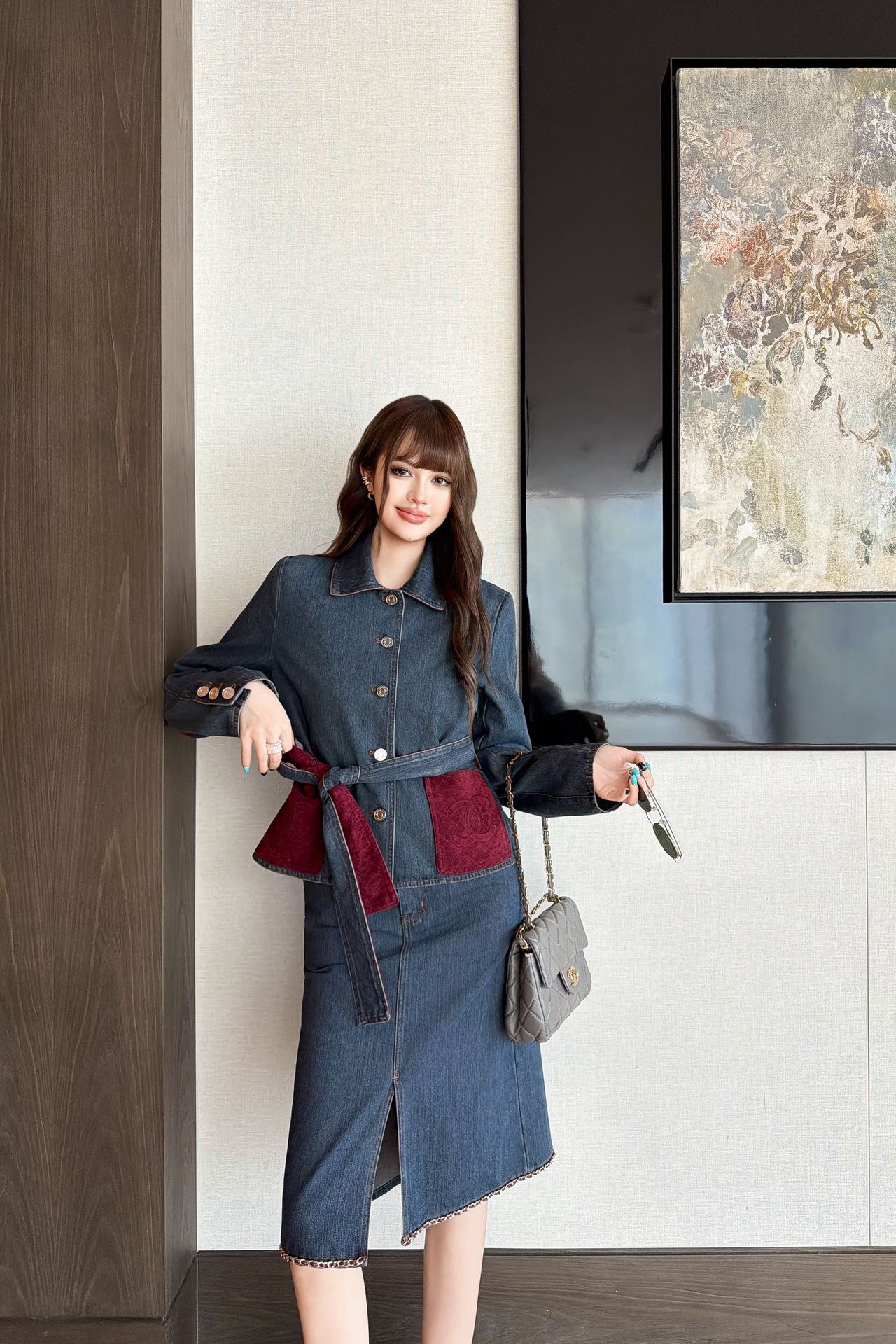Chan 26fw belted denim jacket