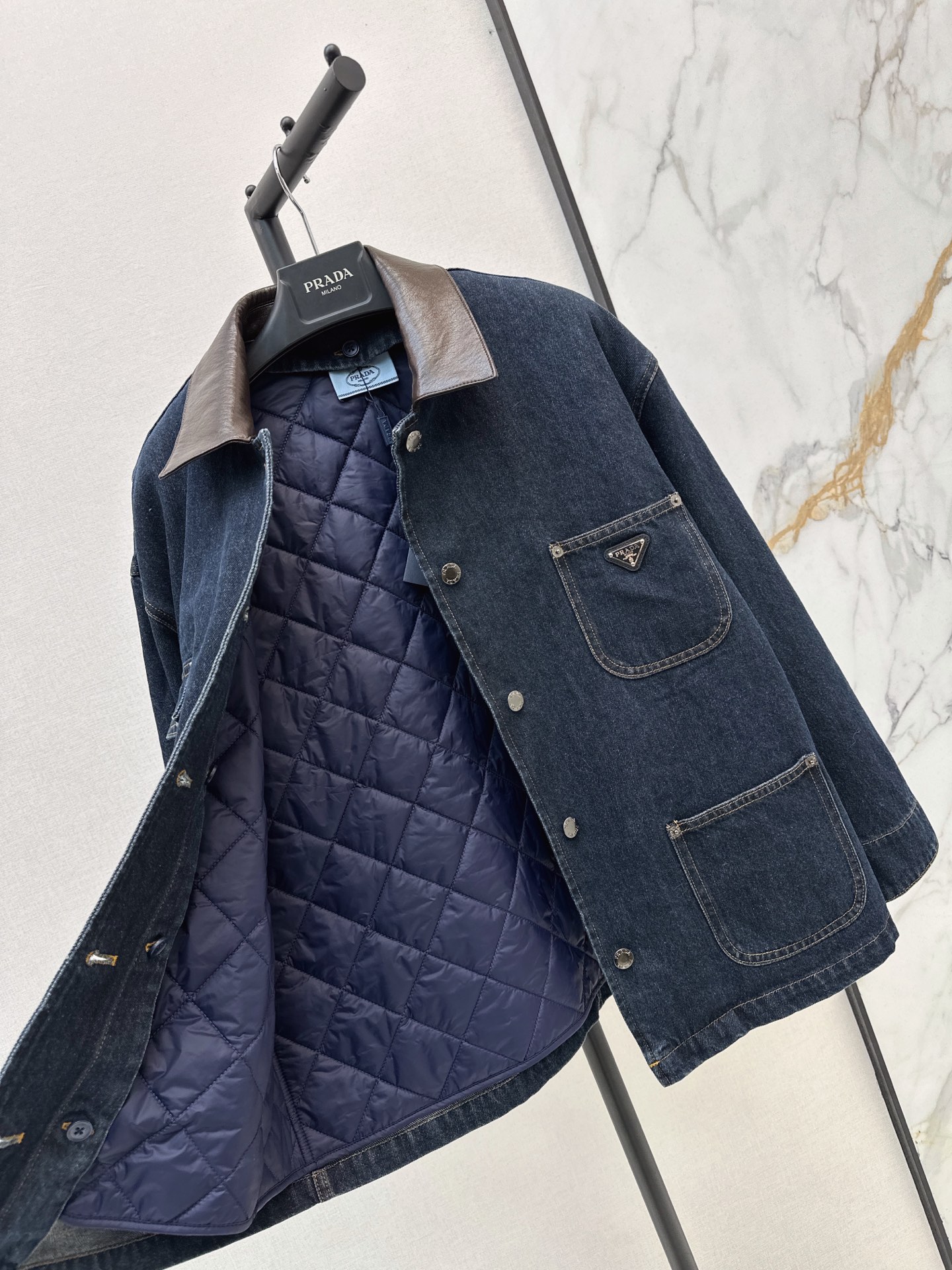 Pra 26fw denim jacket padded vest set