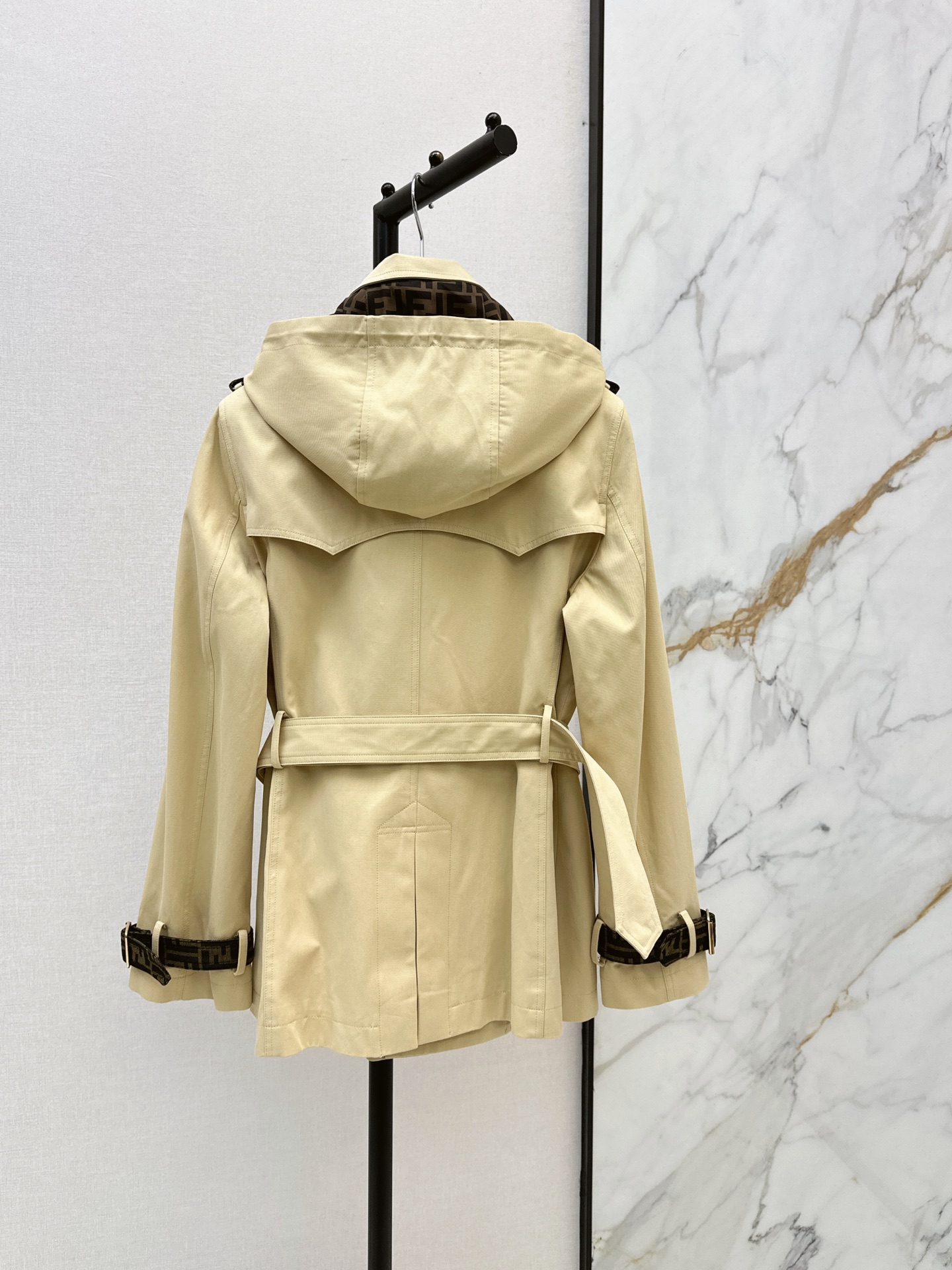 Fen 26fw hooded belted trench coats