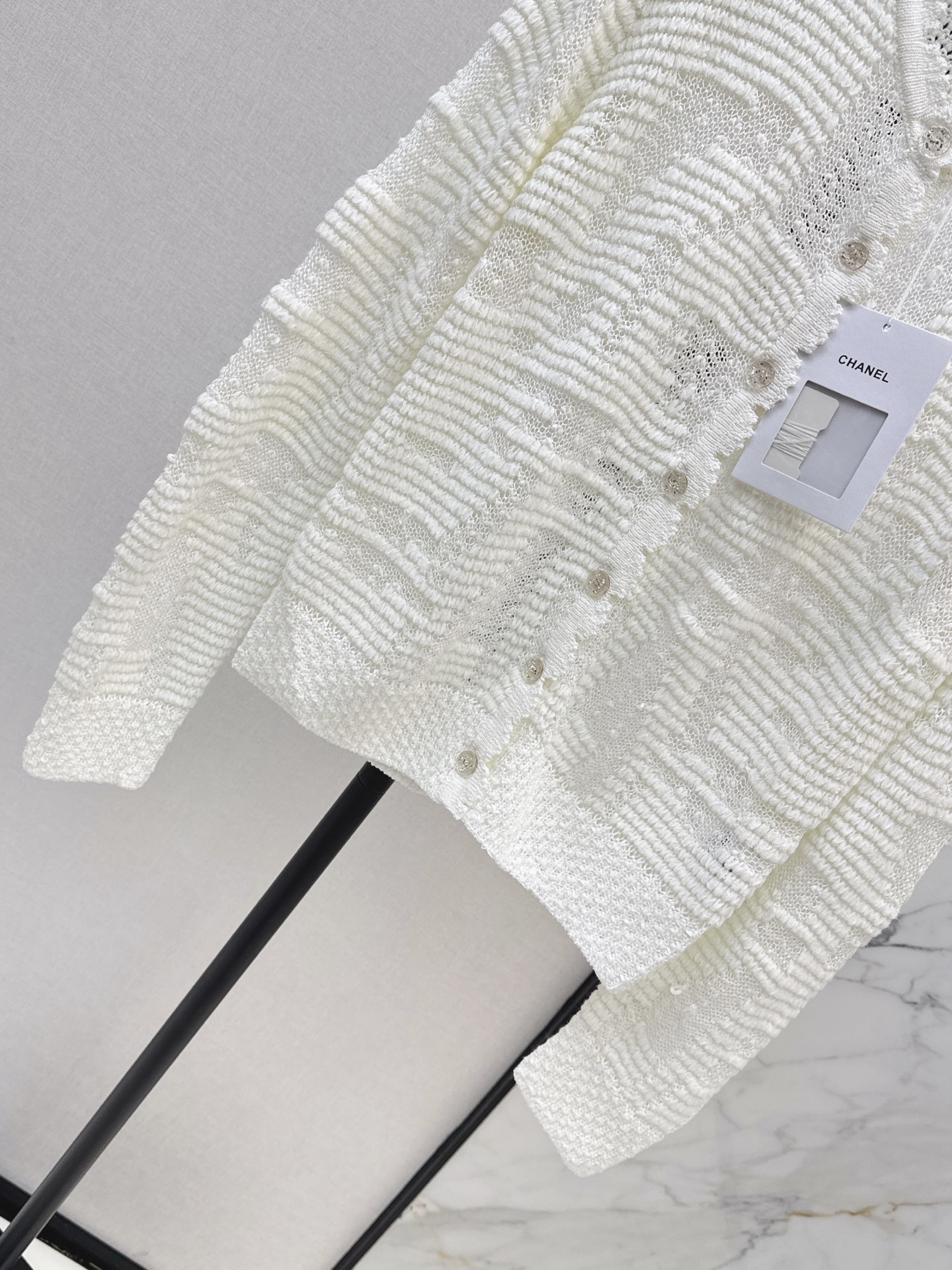 Chan 26fw jacquard hollow cardigan