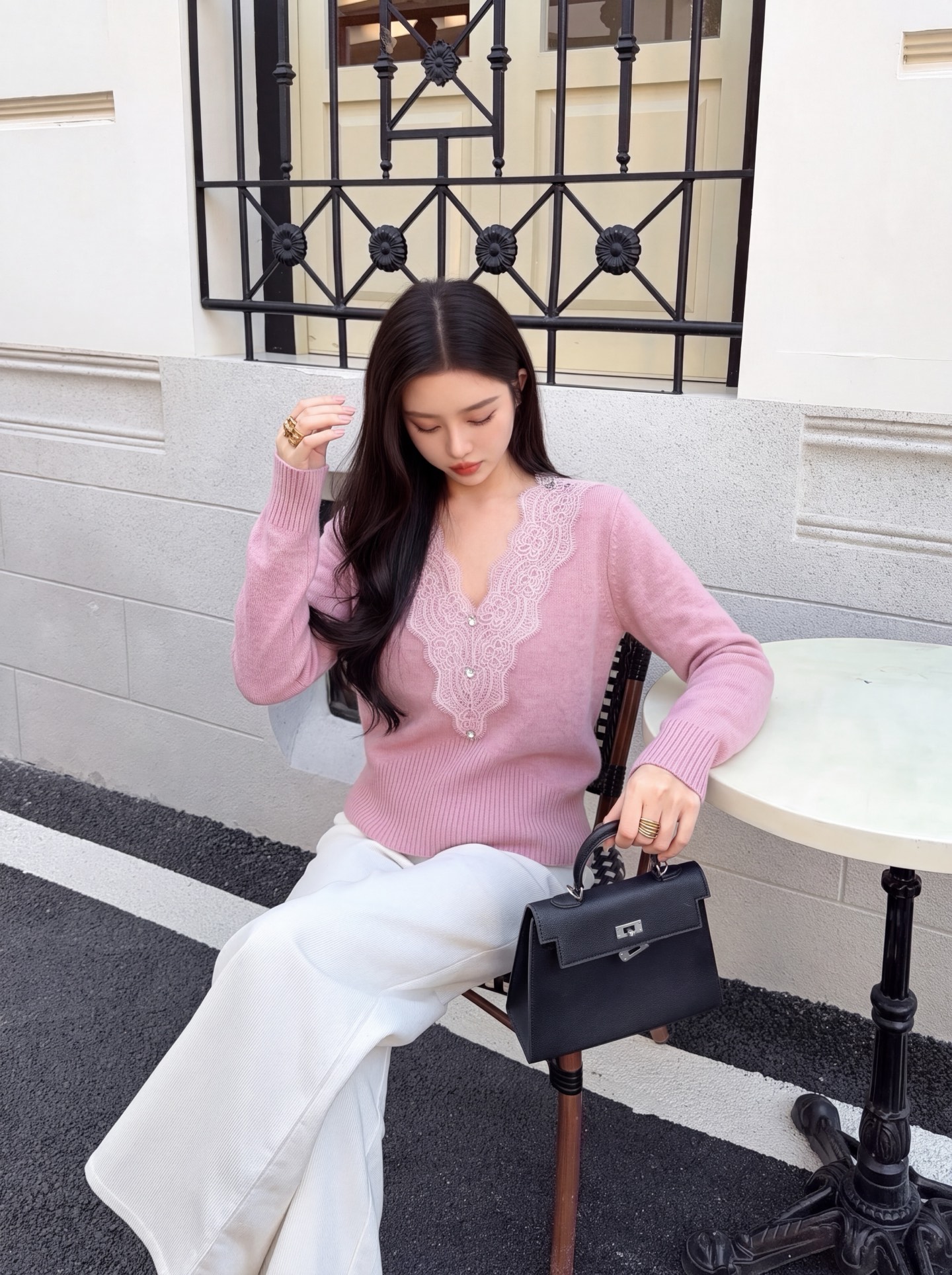 ES 26fw lace wool basic tee