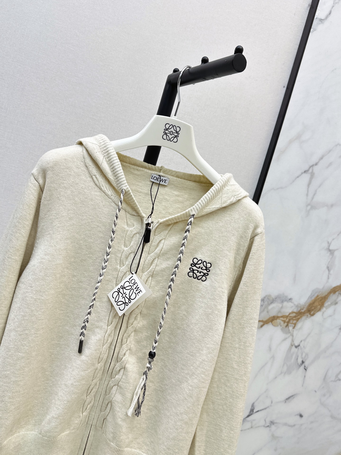 Loe 26fw hooded knit cardigan
