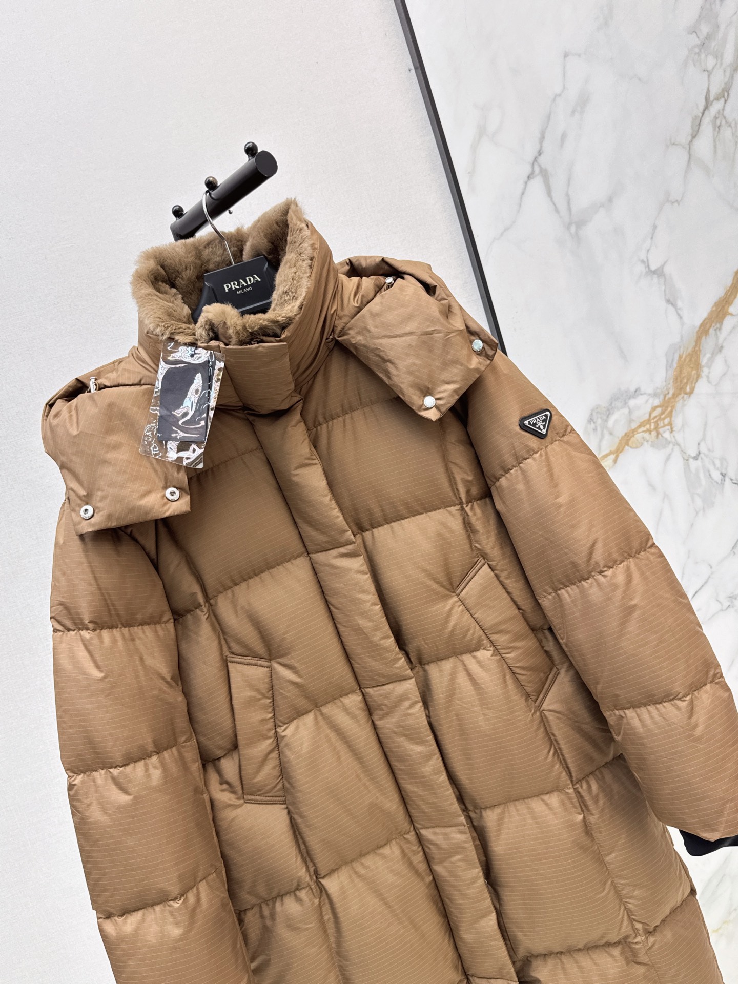 Pra 26fw hooded long down jacket