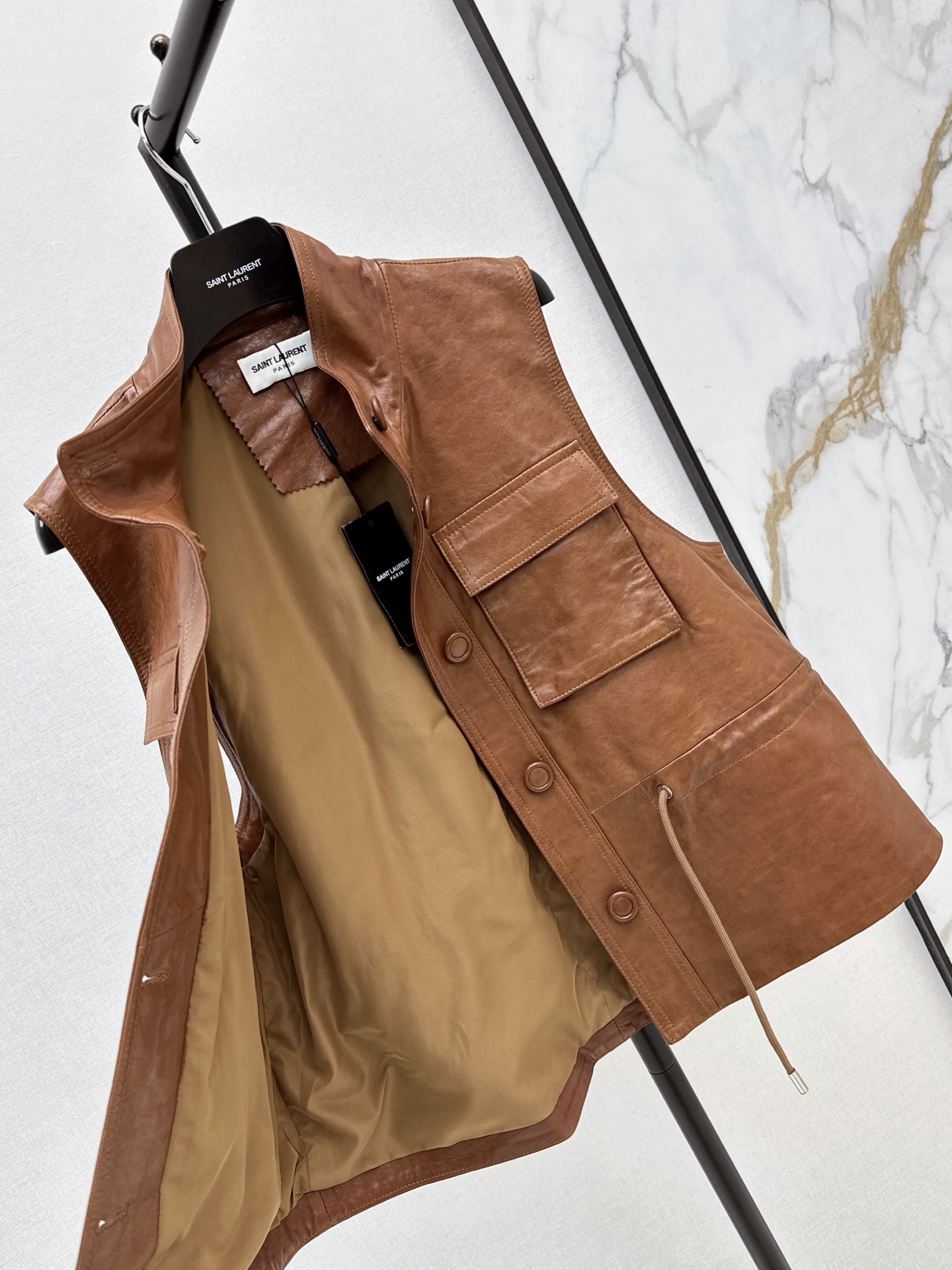 Sain 26fw leather vest jacket