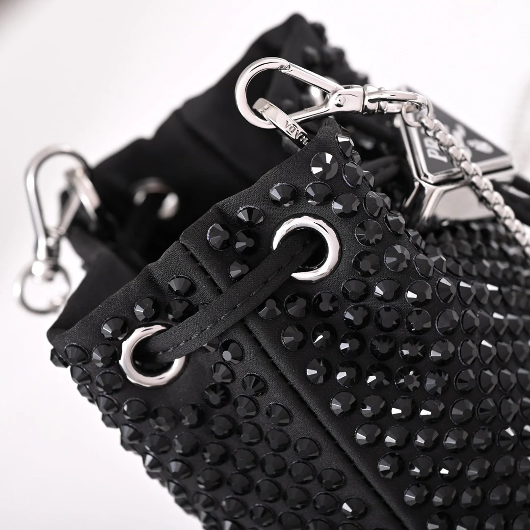 PD Embellished satin mini-pouch