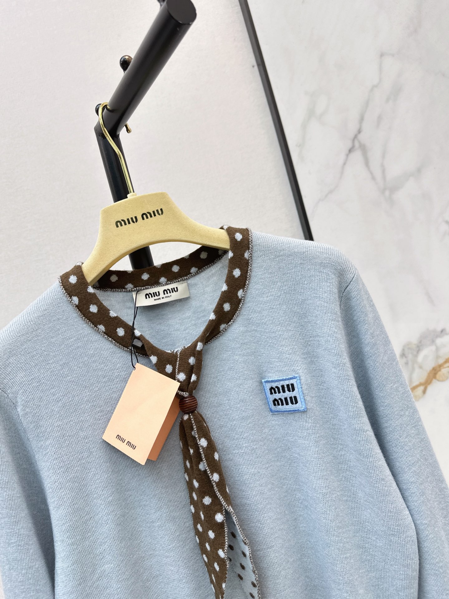Miu 26fw bow tie knit sweater