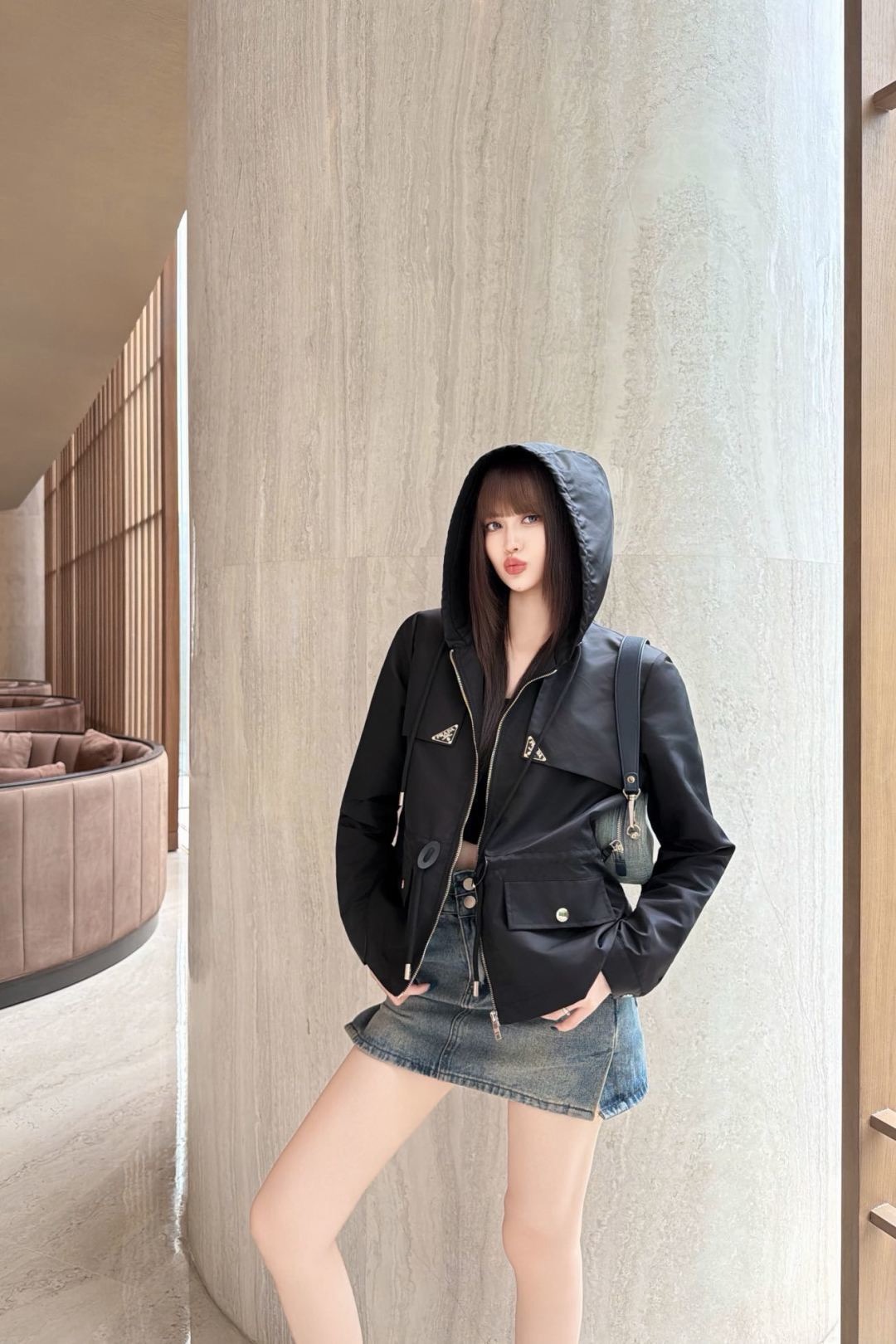 Pra 26fw drawstring hooded jacket