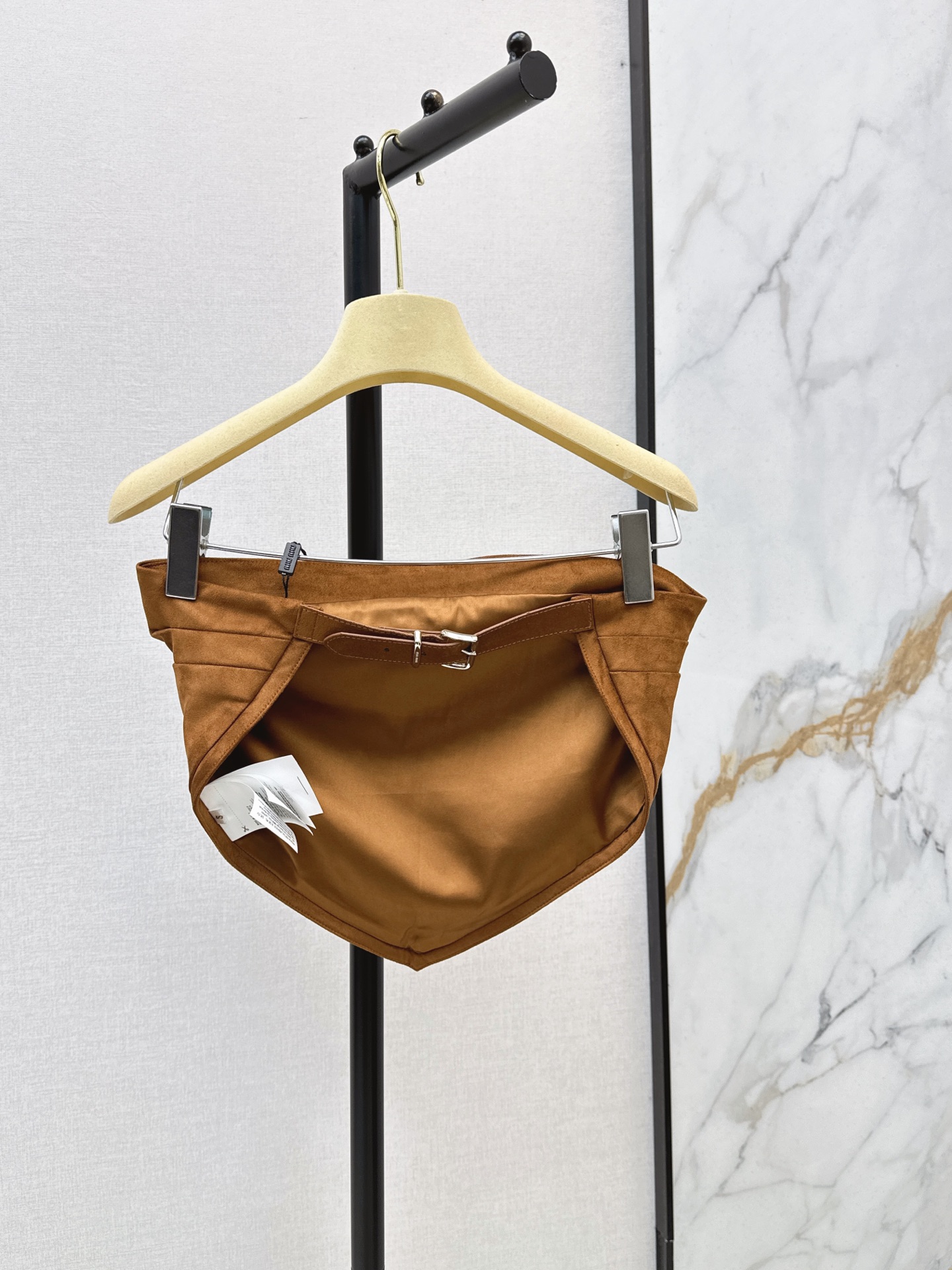 Miu 26fw suede-effect strapless top