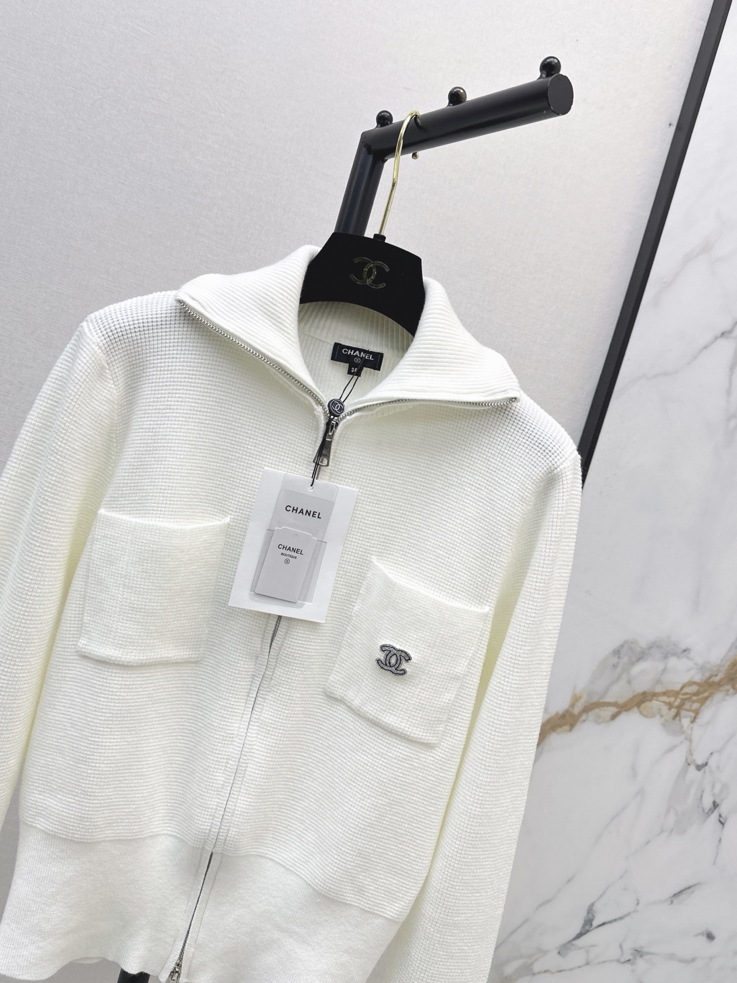 Chan 26fw zip-up knit cardigan