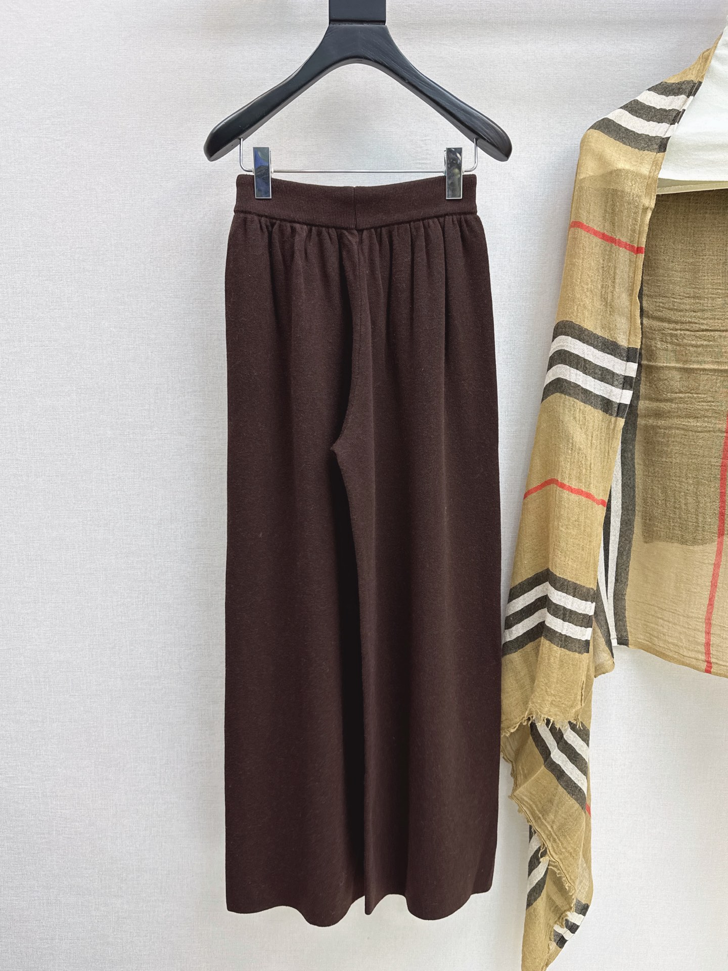 Bur 26fw knit basic tee check shawls pants set