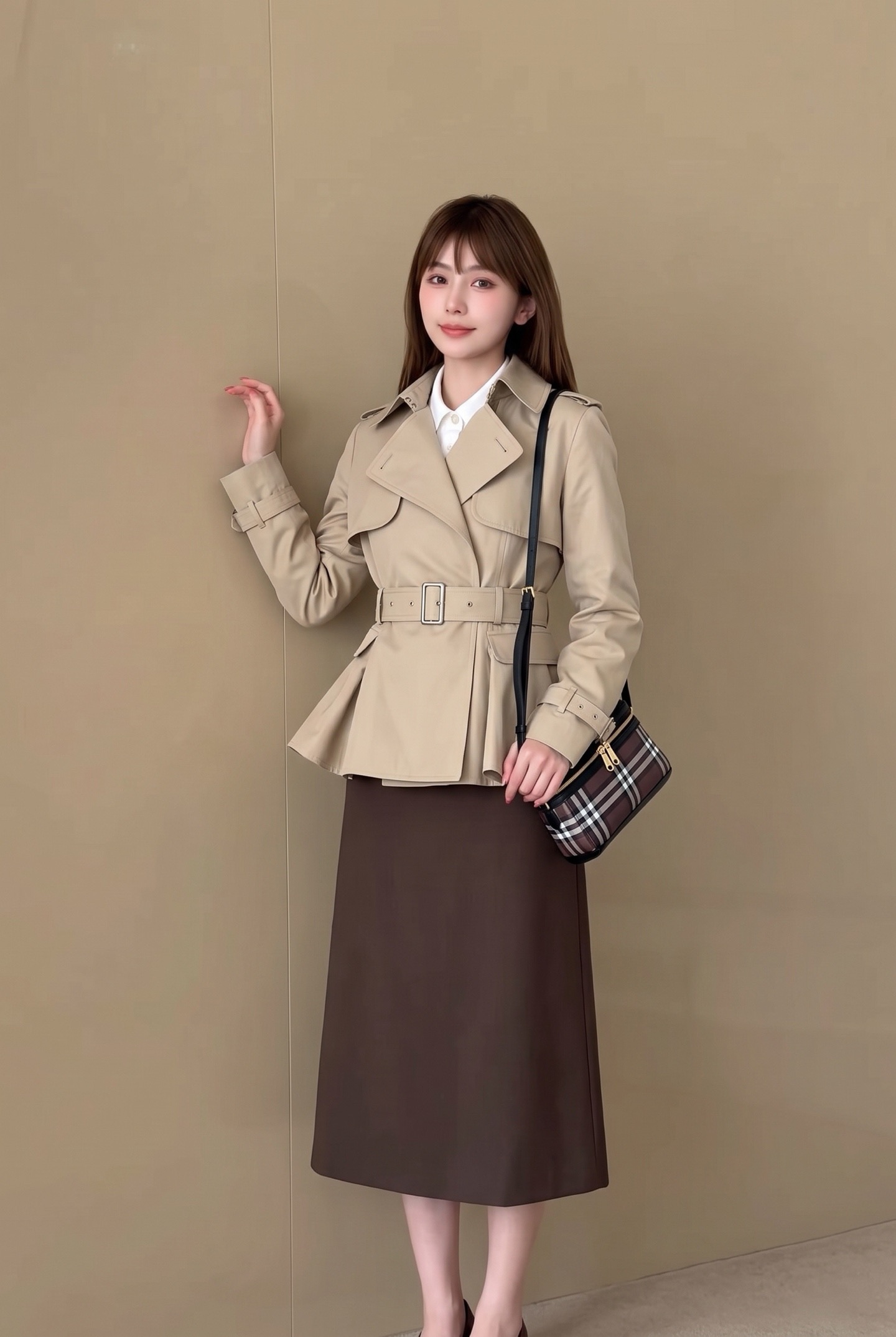 Bur 26fw cropped belted trench coats
