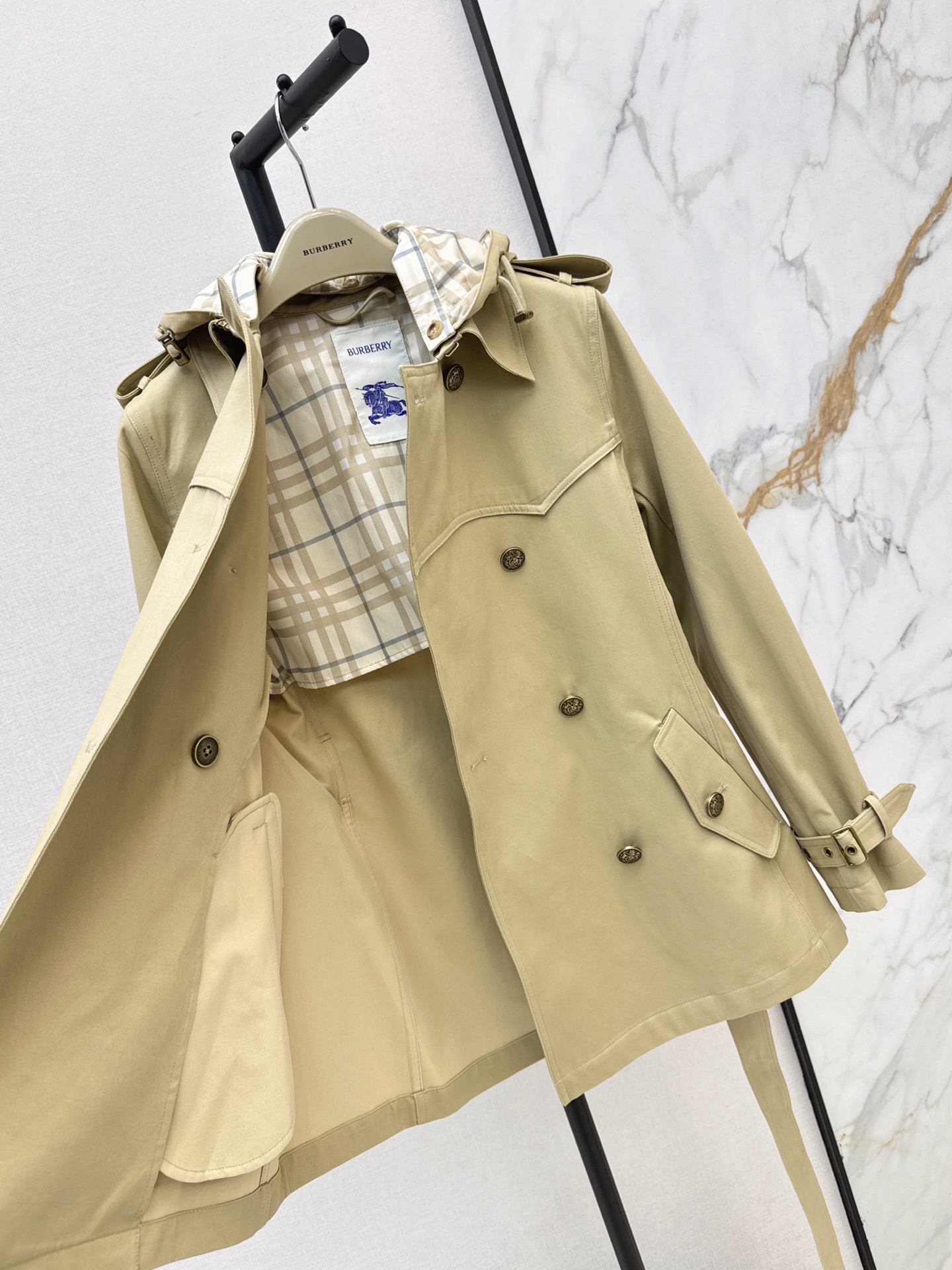 Bur 26fw hooded cropped trench coats