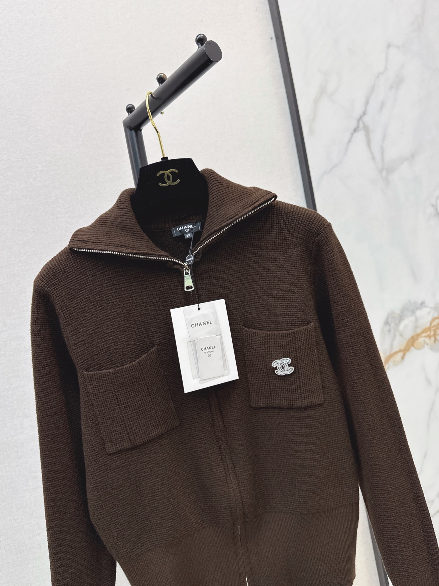 Chan 26fw zip-up knit cardigan