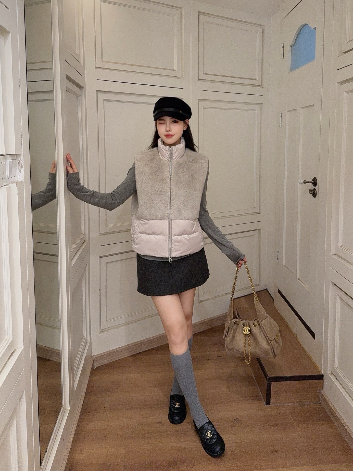 Monc 26fw faux-fur puffer vest