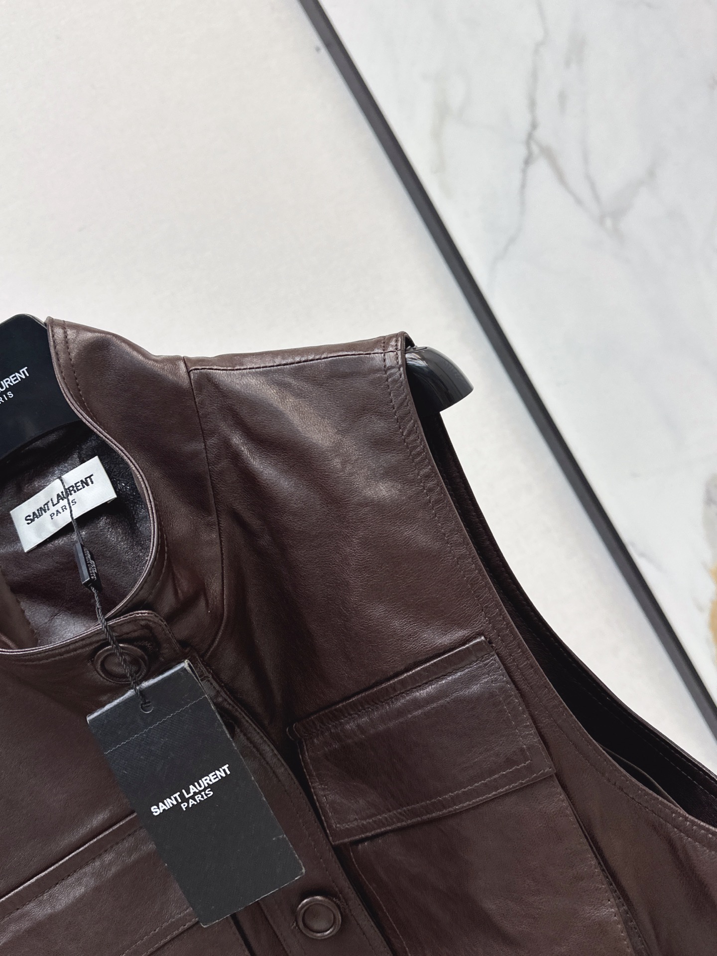 Sain 26fw leather vest jacket