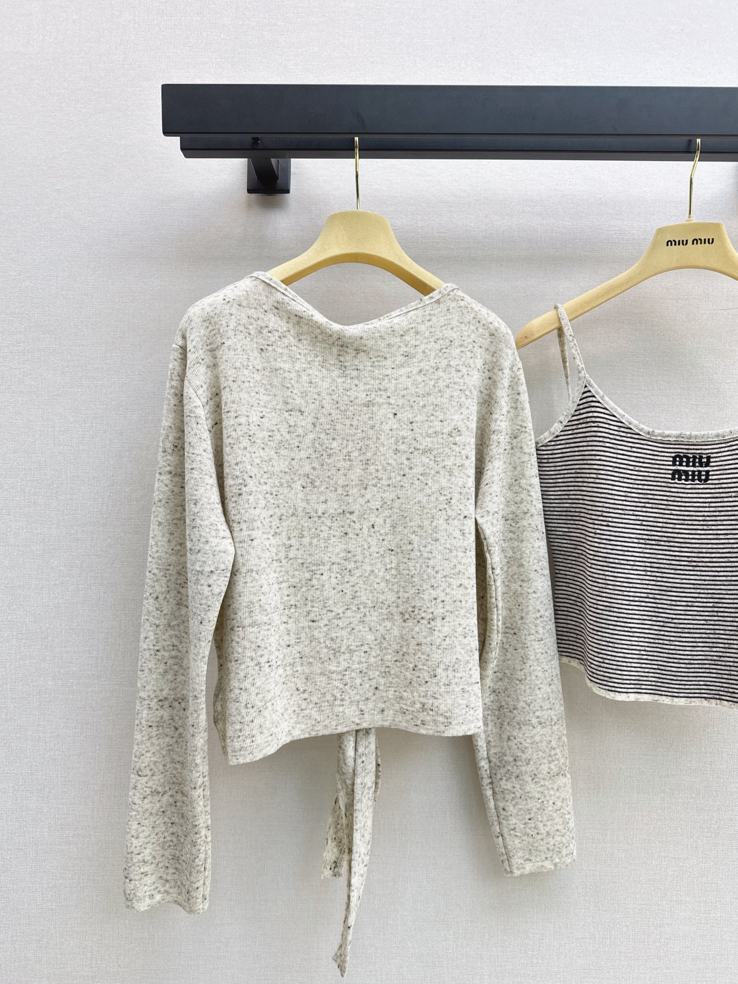 Miu 26fw stripe knit vest cardigan sets