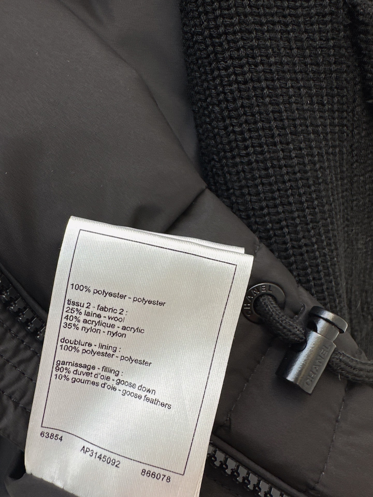 Chan 26fw wool contract drawstring down jacket