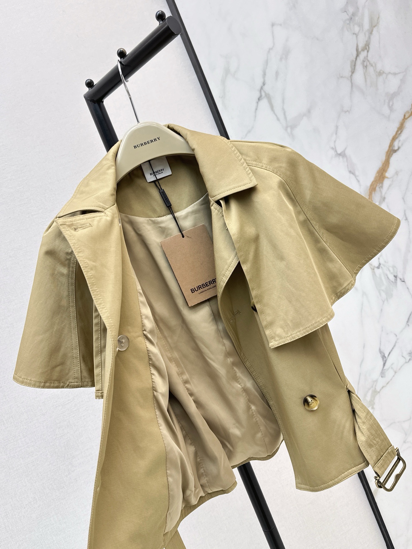 Burb 26ss cropped cape trench coats