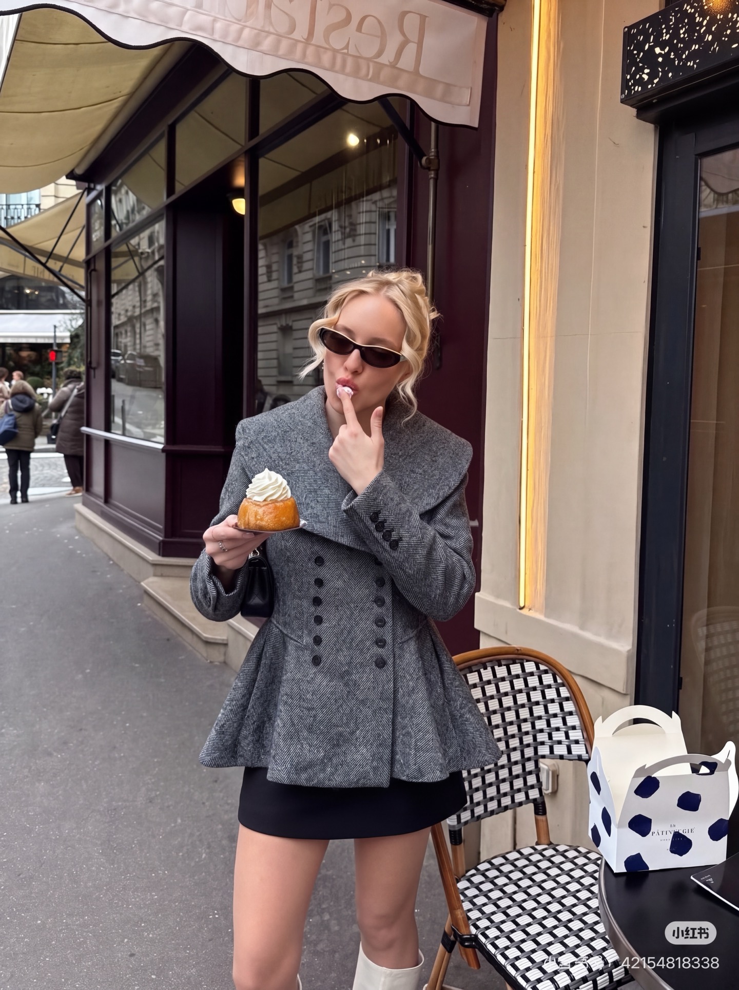 Alex 26fw herringbone peplum blazer