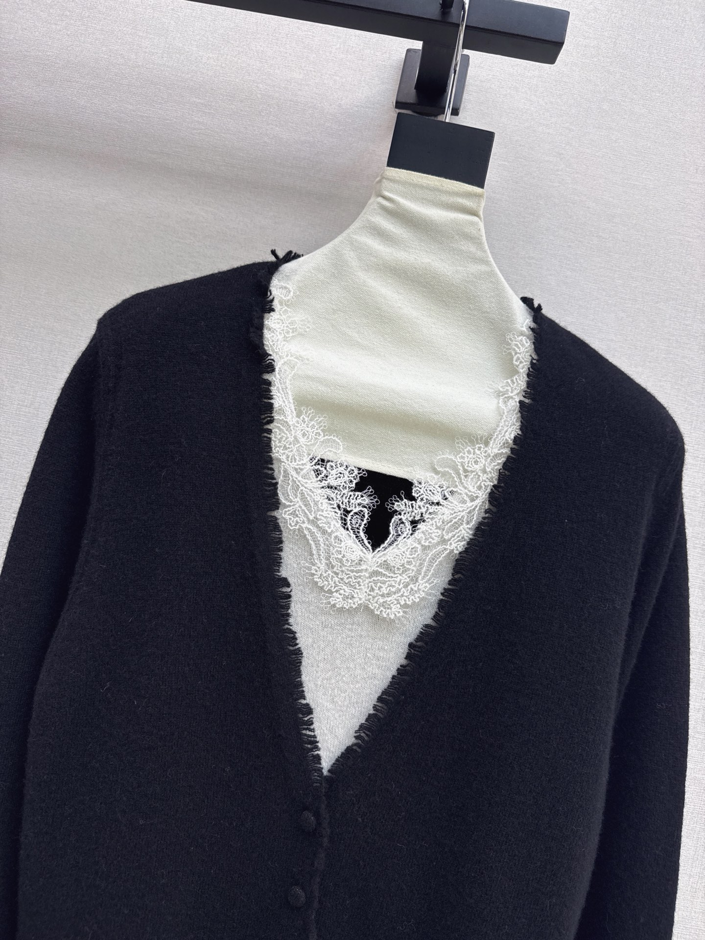 ES 26fw lace contract wool cardigan