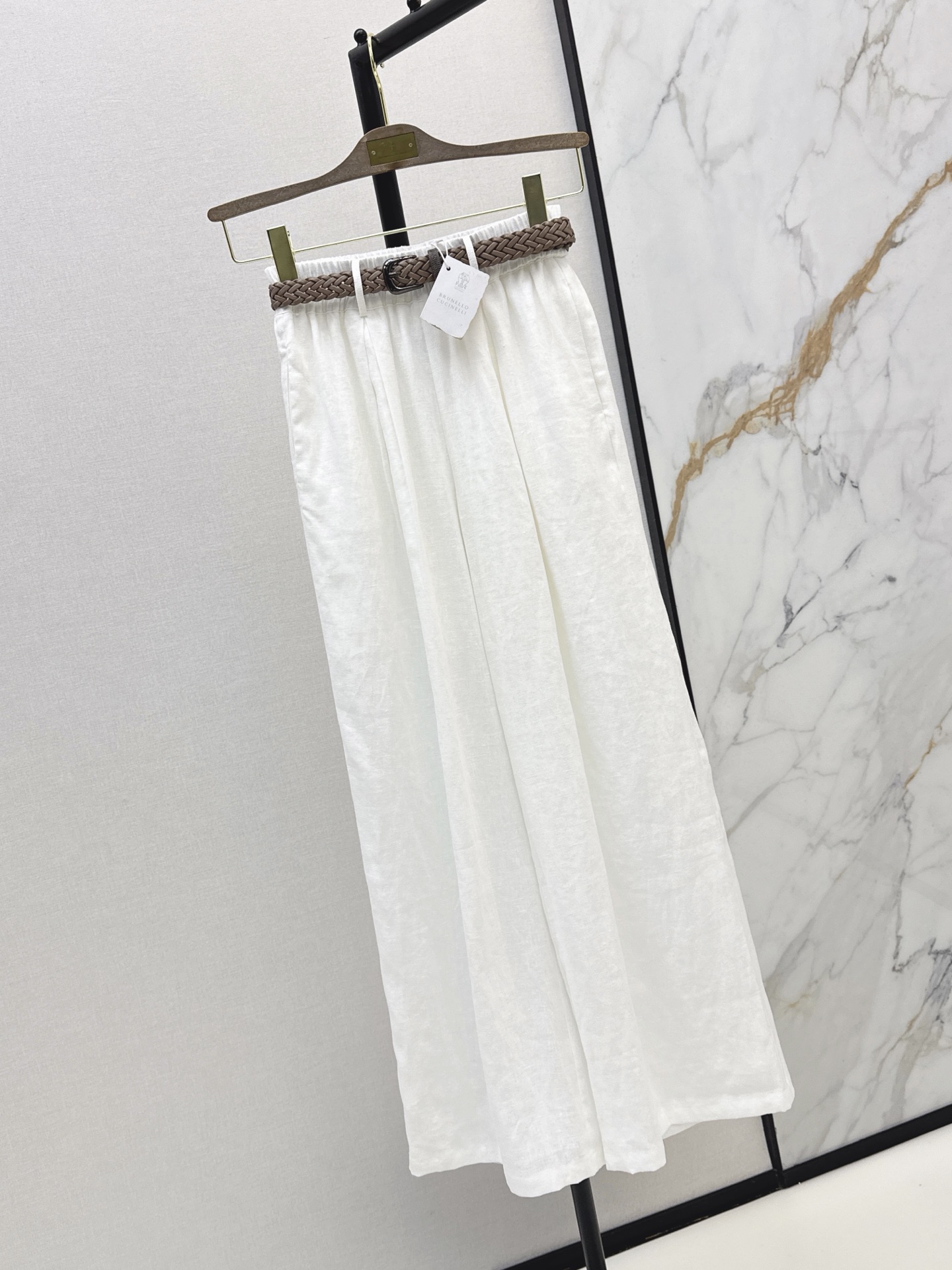 Brun 26ss belted straight-leg pants