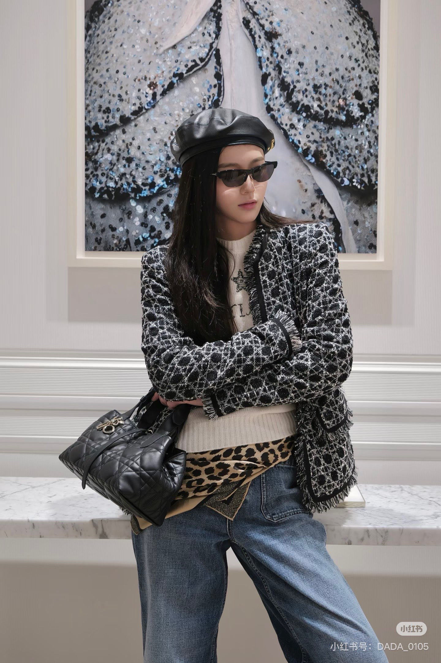 CD 26ss check woven tweed jacket