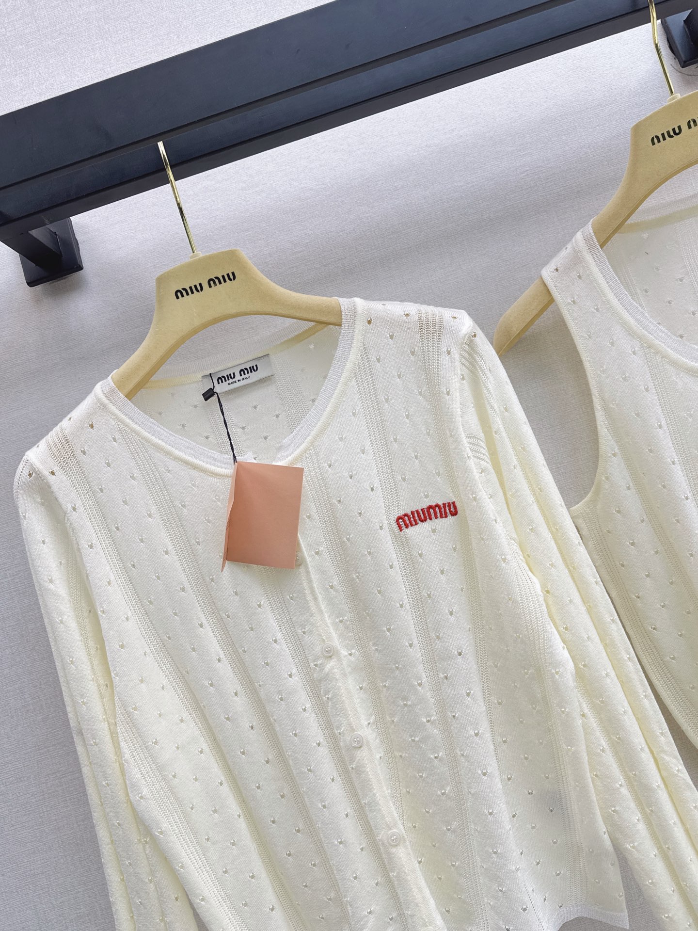 Miu 26fw lace trim knit cardigan vest sets