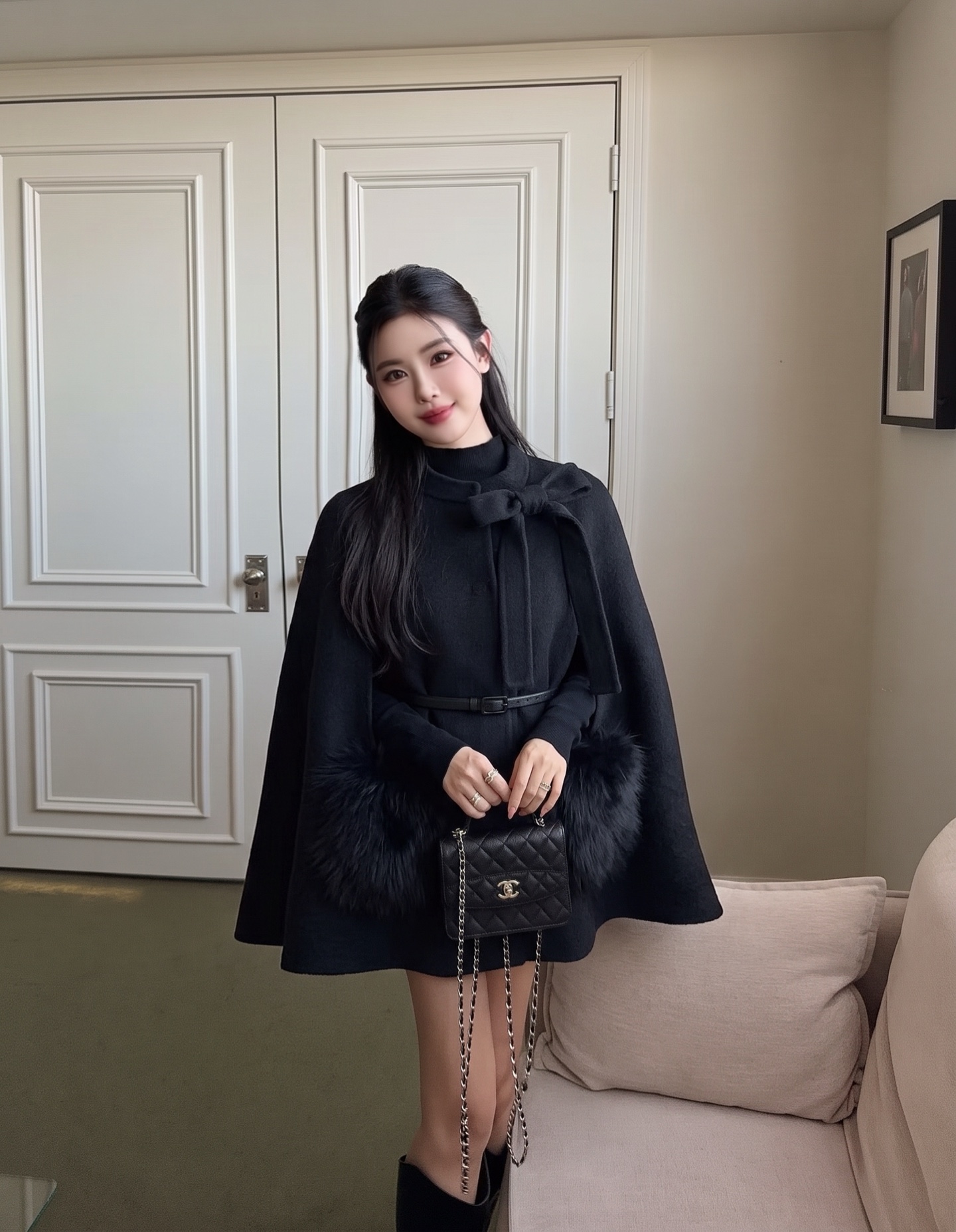 Fen 26fw woolen cape jacket