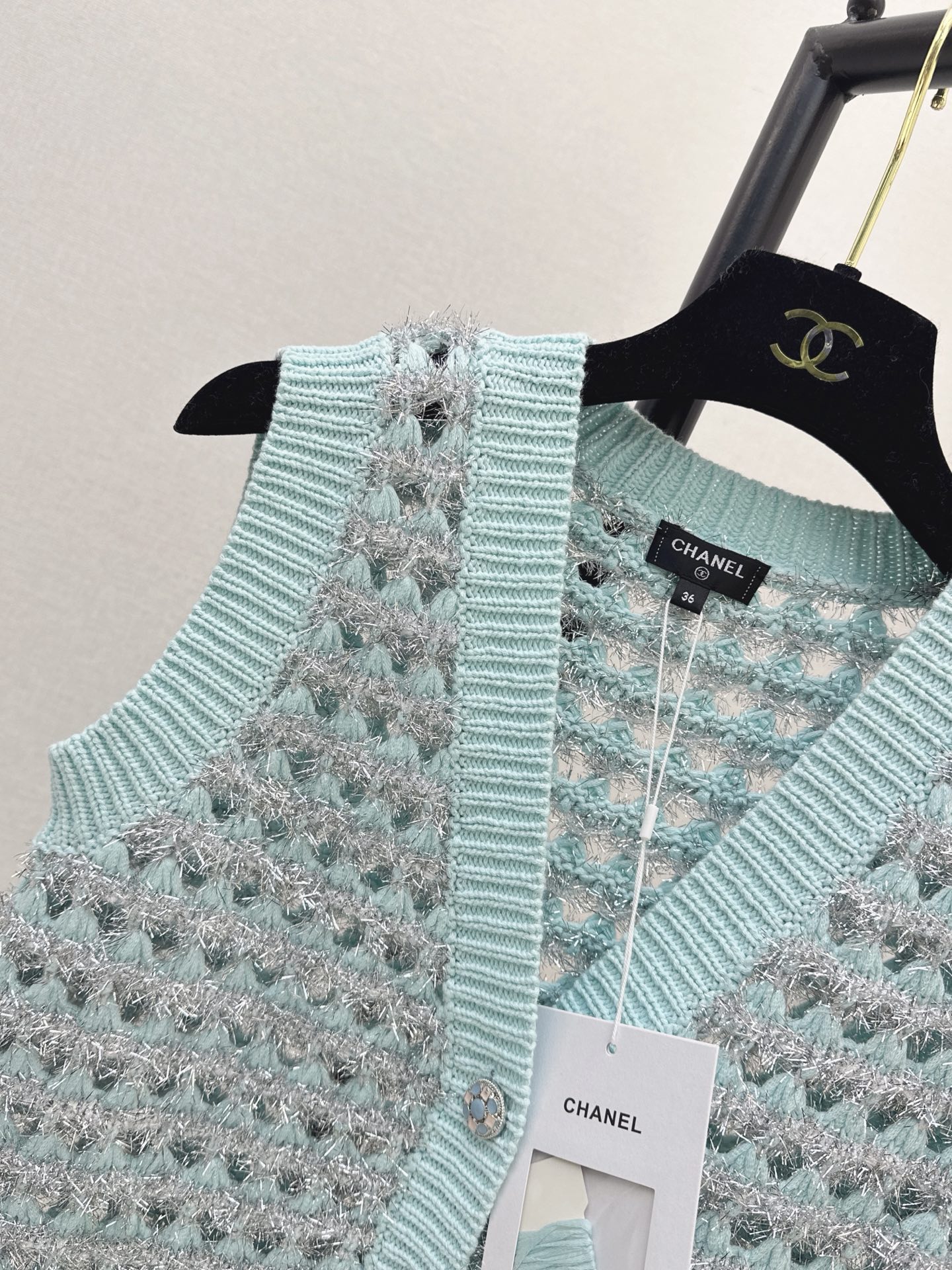 Chan 26fw hollow knit vest