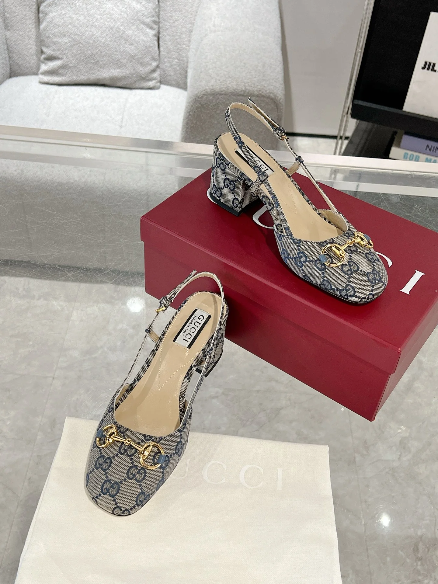Gucc 25fw slingback chunky heels