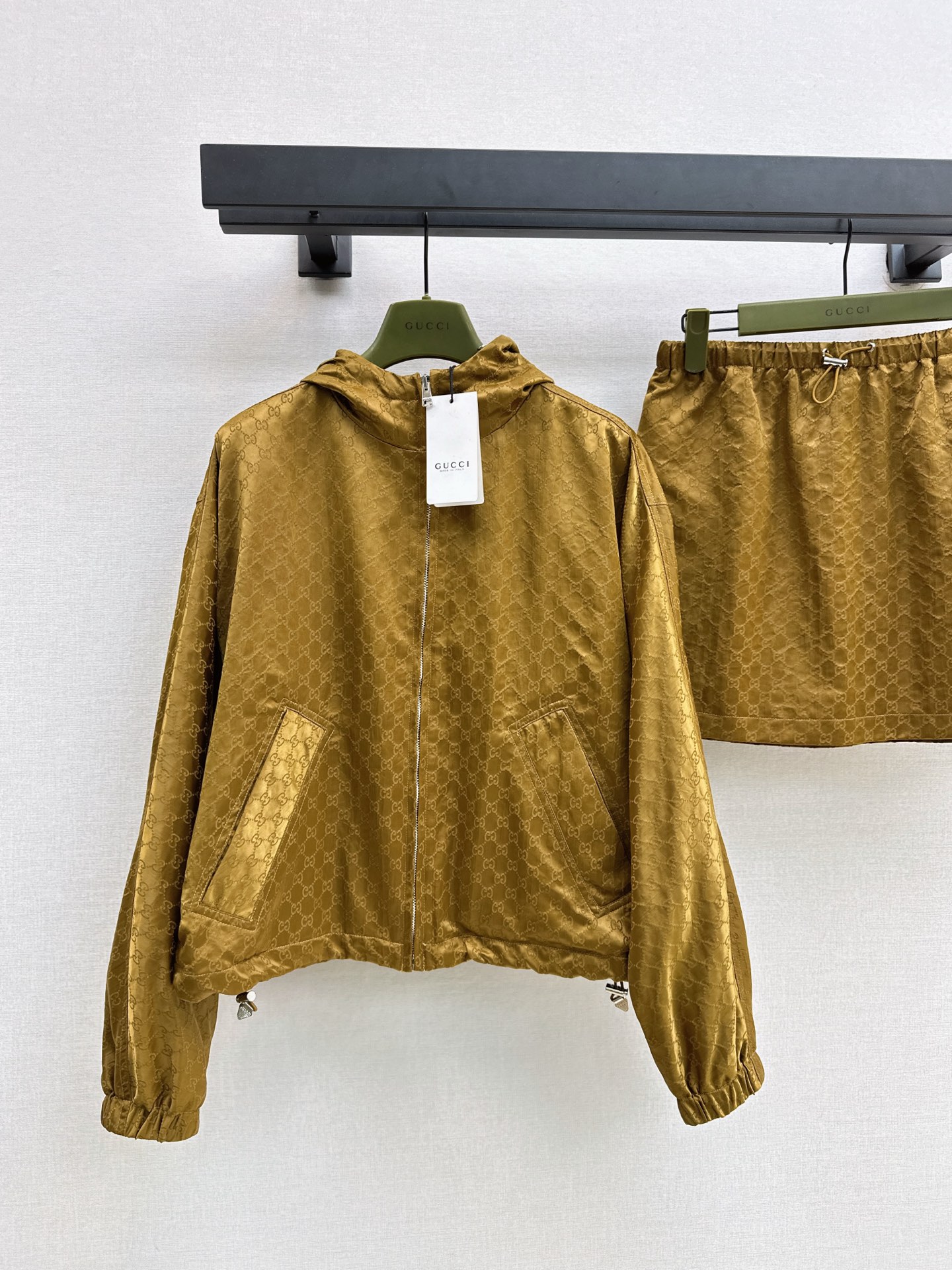 Guc 26fw jacquard hooded jacket skirt sets