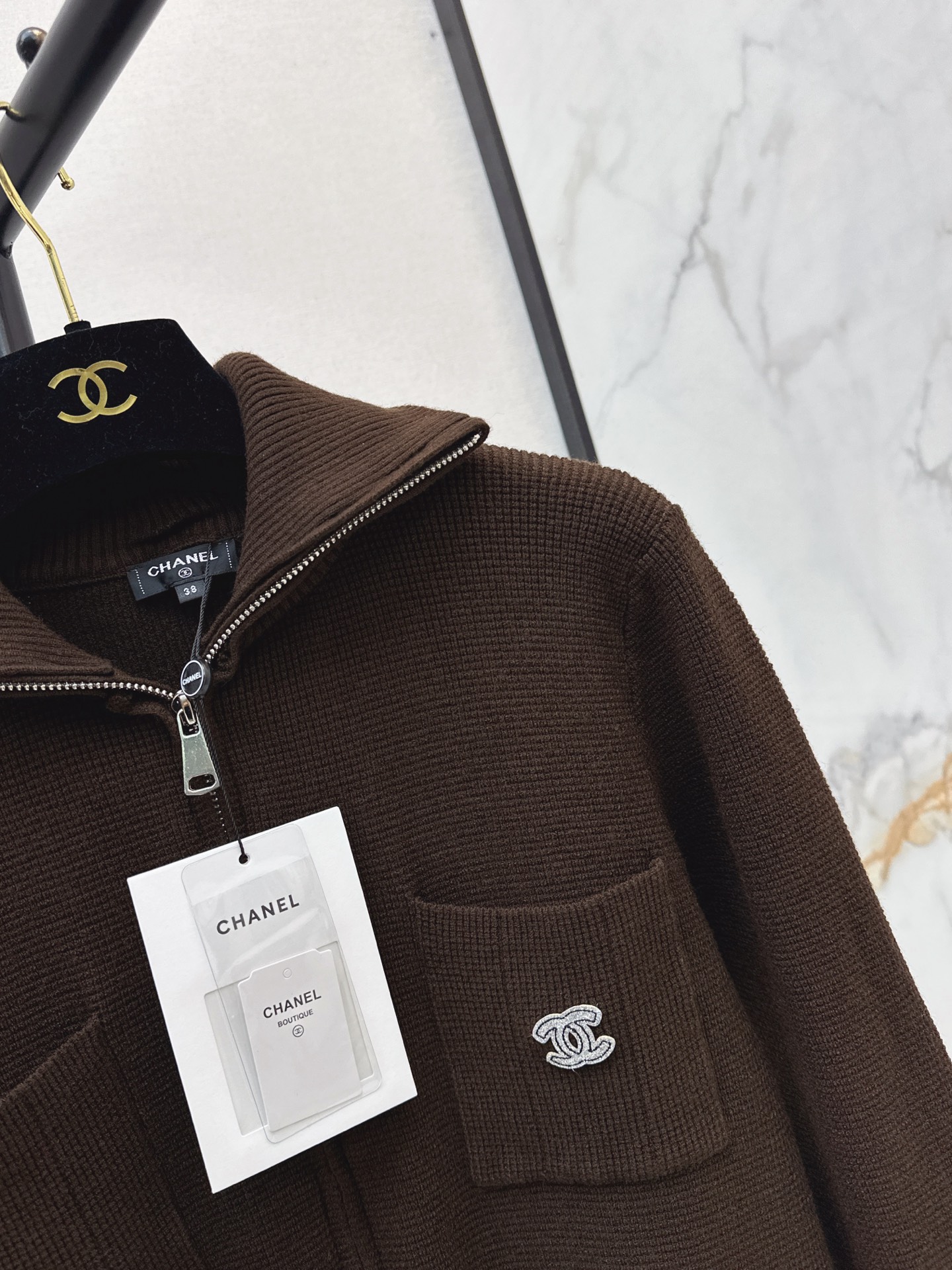 Chan 26fw zip-up knit cardigan