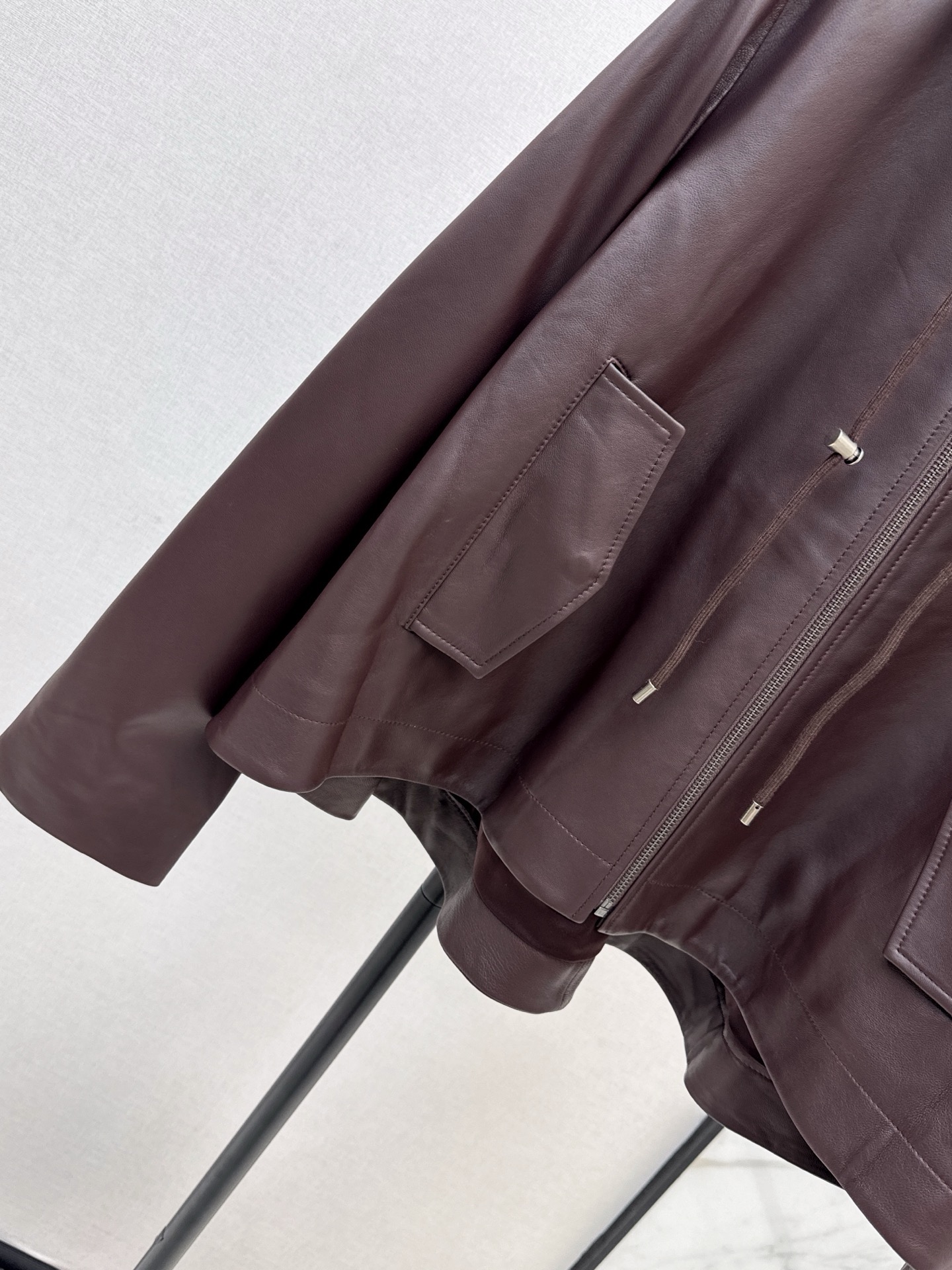 Loe 26fw leather hooded jacket