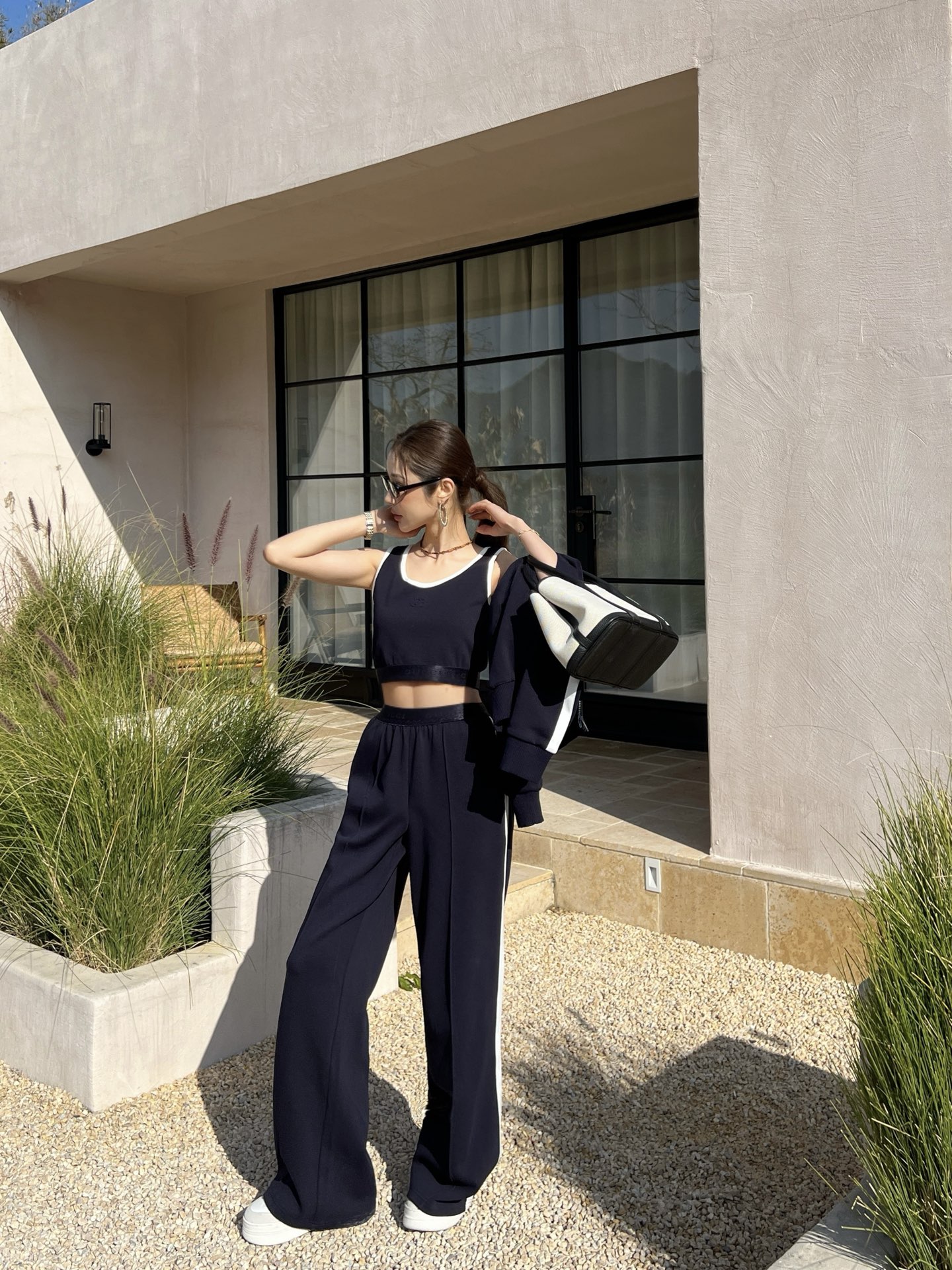 Guc 26fw zipper jacket vest pants sets