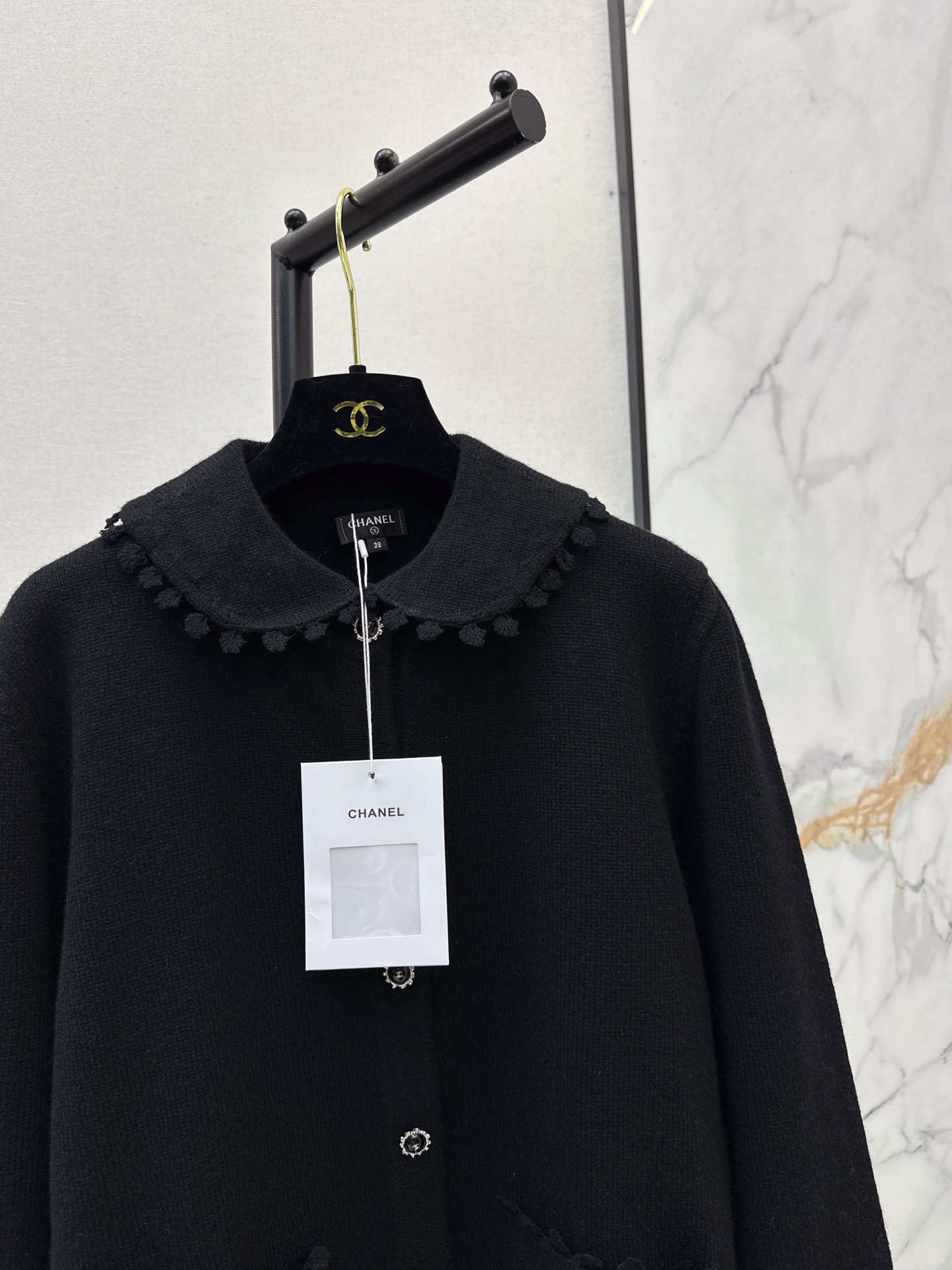 Chan 26fw lace-trim cardigan