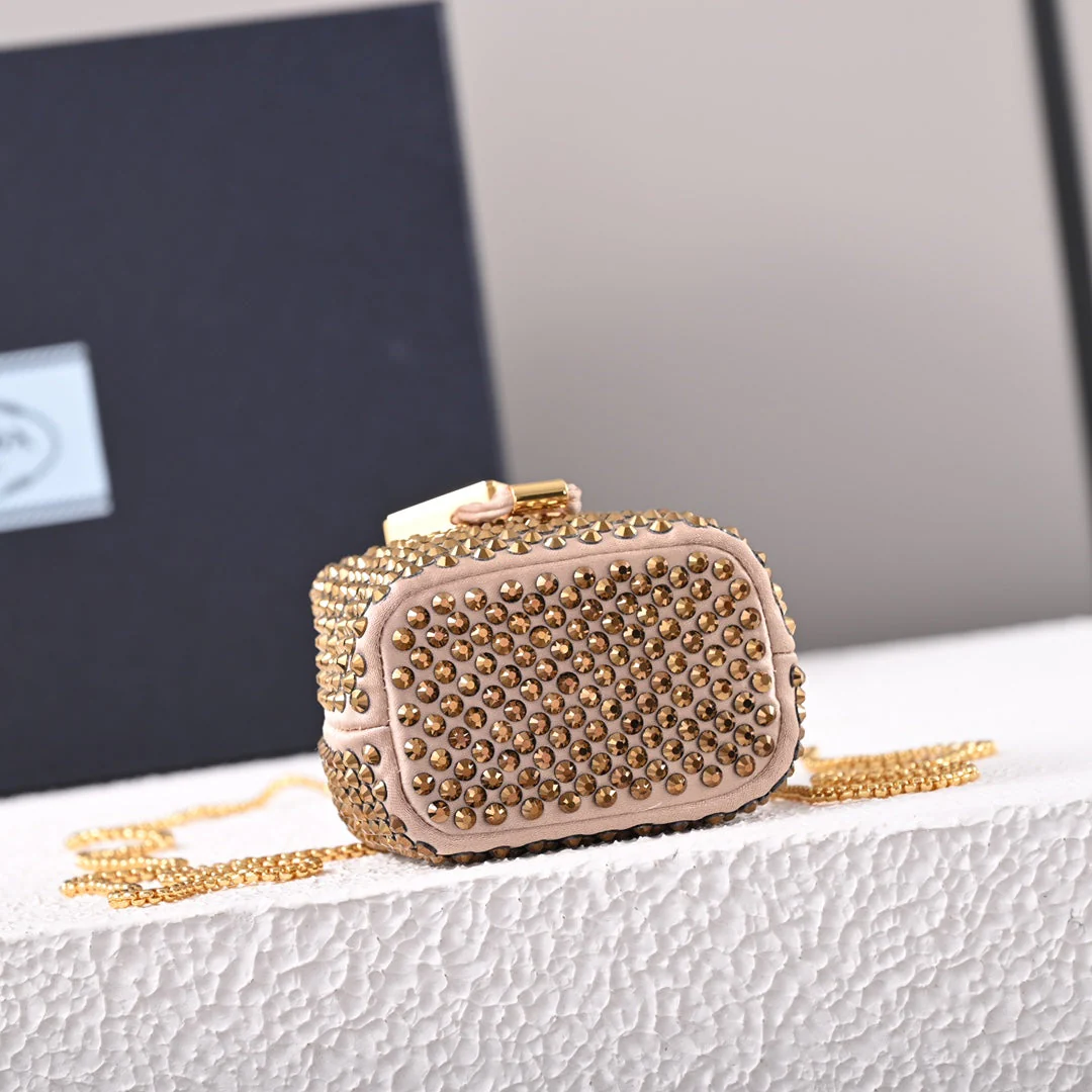 PD Embellished satin mini-pouch