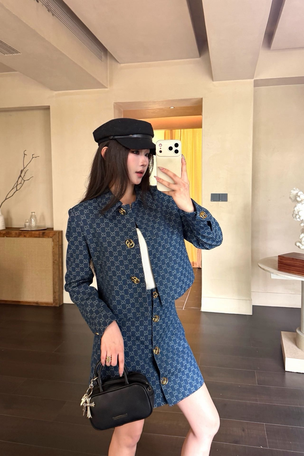 Guc 26fw jacquard jacket A-line skirt sets
