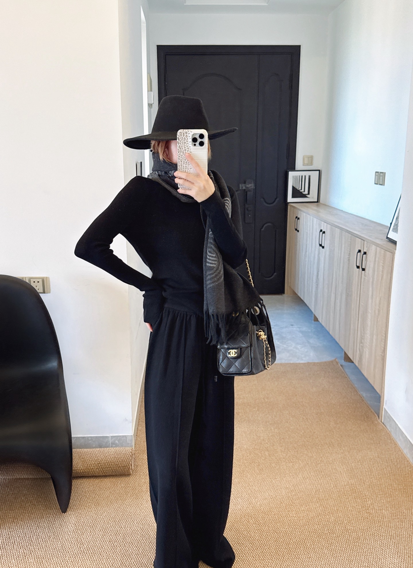 Her 26fw knit knitwear shawls pants sets