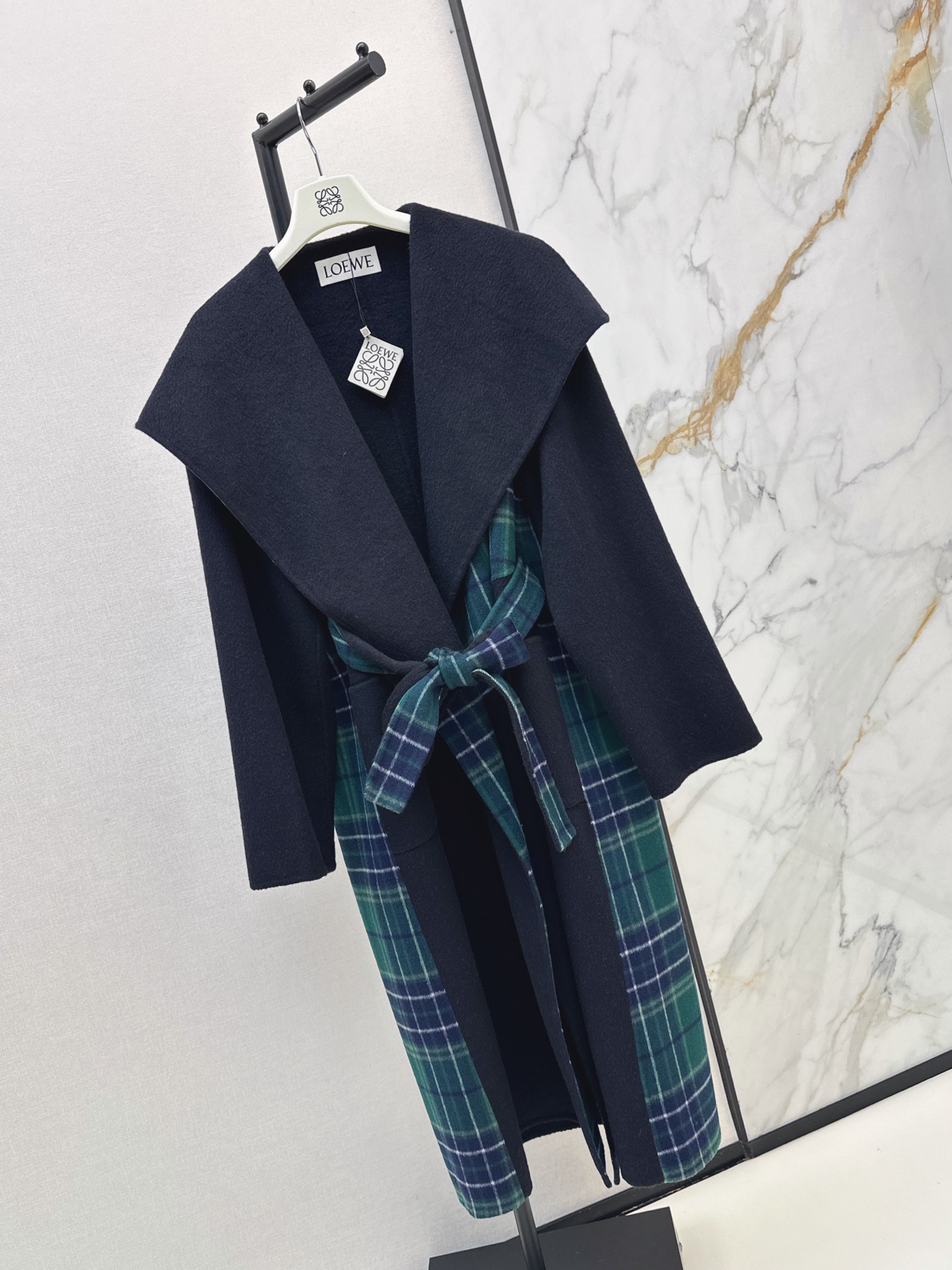 Loe 26fw check contract wool overcoats