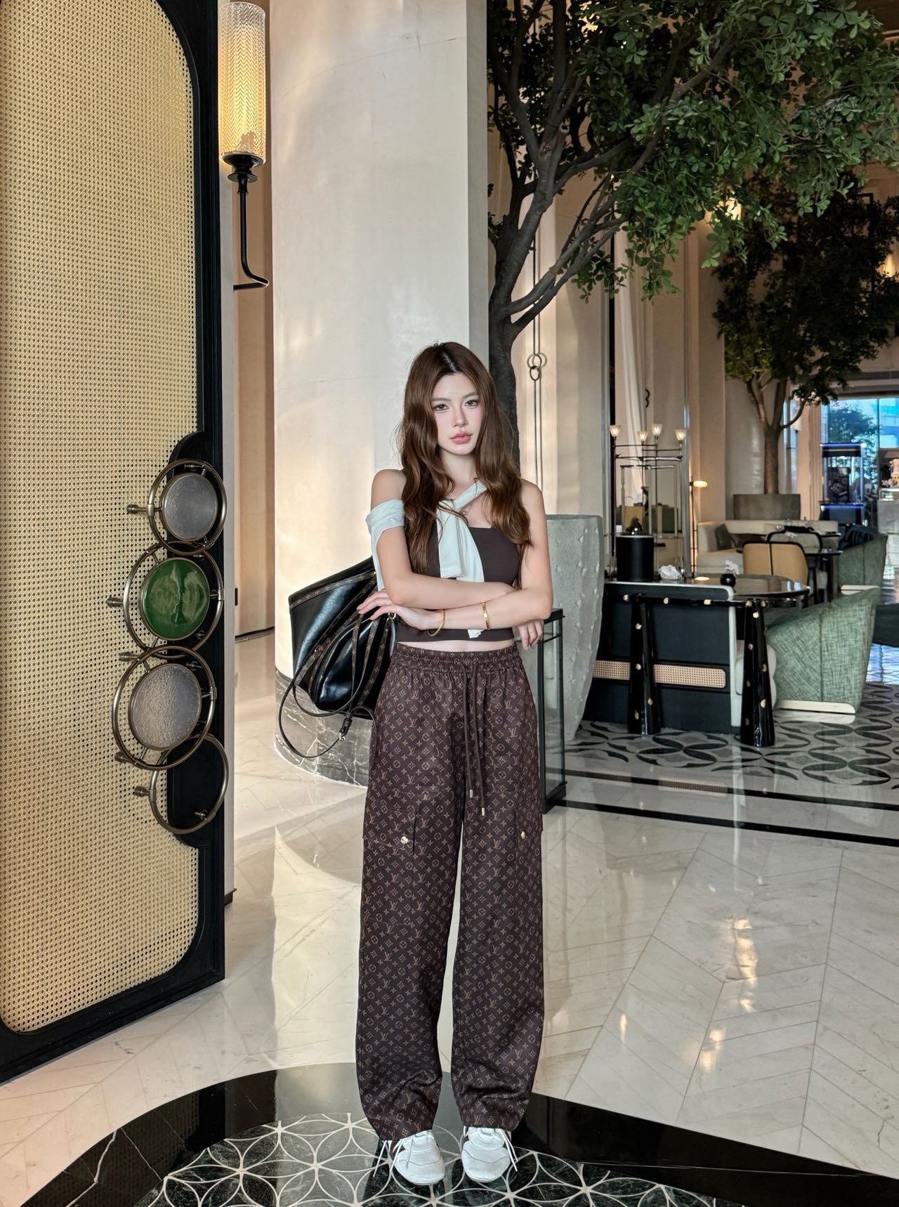 Loui 26fw print wide-leg pants